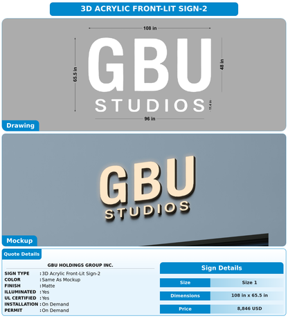 CUSTOM MOCKUP SIGN FOR GBU HOLDINGS GROUP INC.