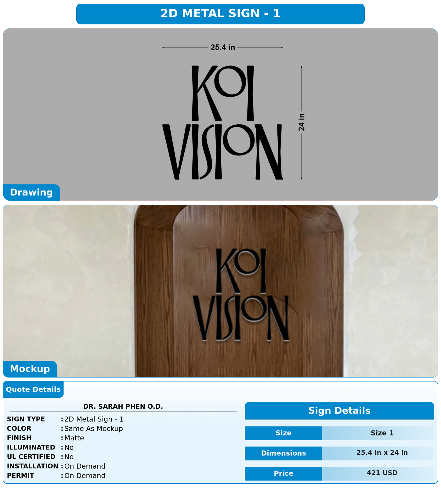 CUSTOM MOCKUP SIGN FOR Dr. Sarah Phen O.D.