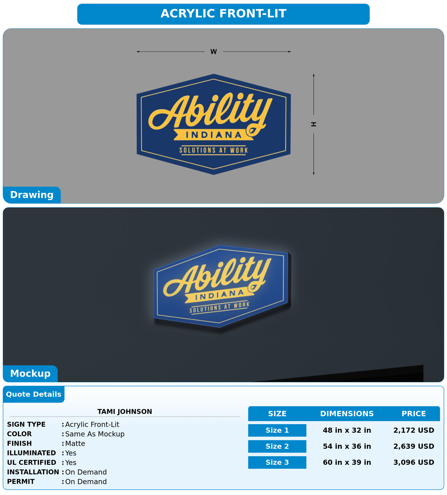 CUSTOM MOCKUP SIGN FOR Tami Johnson
