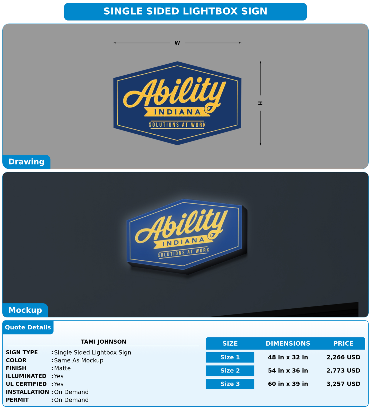 CUSTOM MOCKUP SIGN FOR Tami Johnson