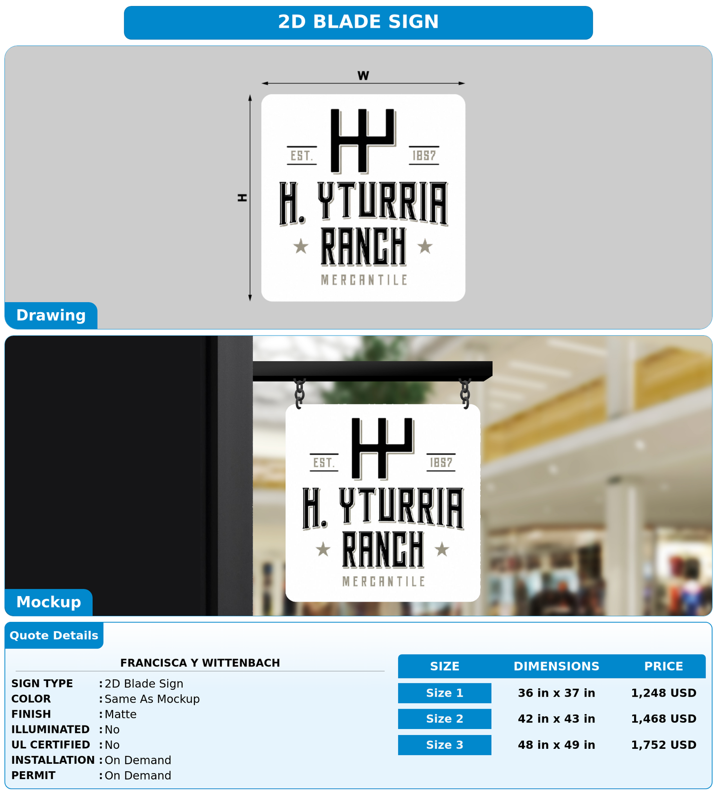 CUSTOM MOCKUP SIGN FOR Francisca Y Wittenbach