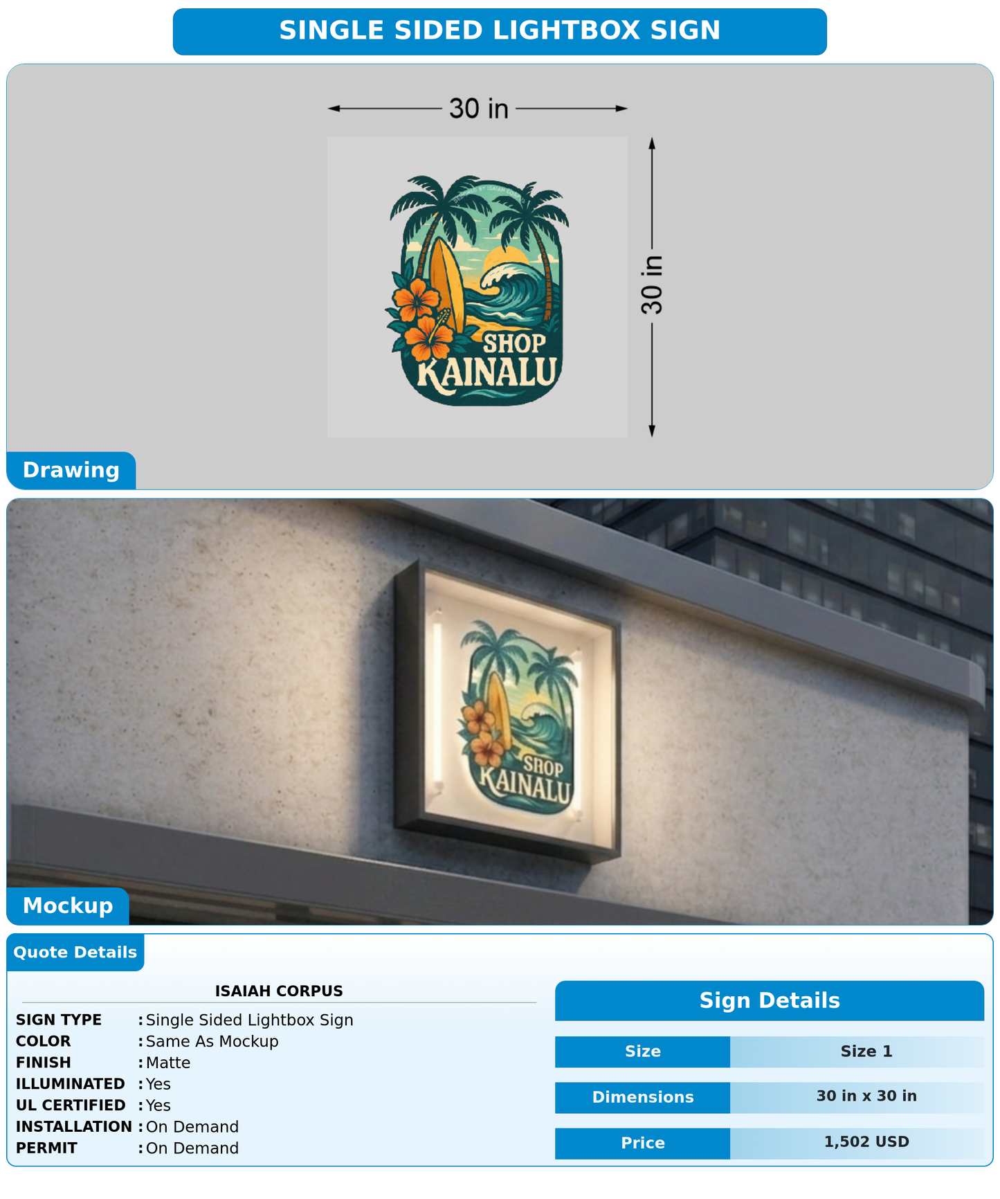 CUSTOM MOCKUP SIGN FOR Isaiah Corpus