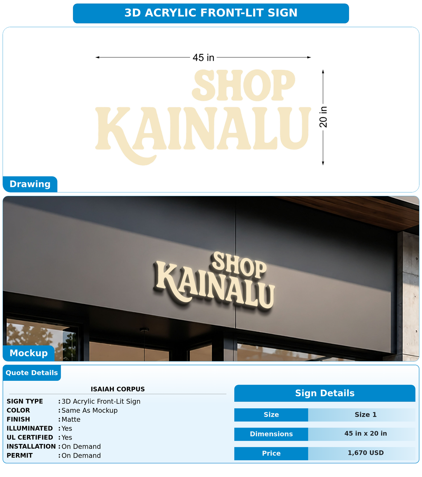 CUSTOM MOCKUP SIGN FOR Isaiah Corpus