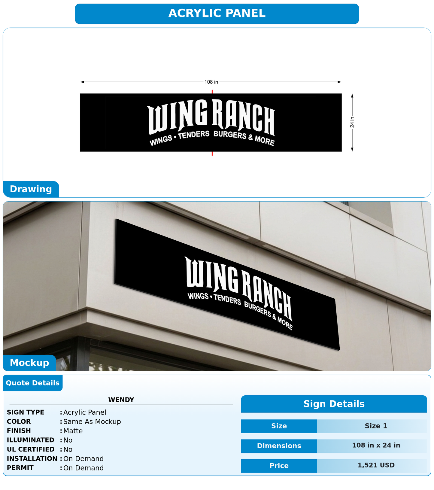 CUSTOM MOCKUP SIGN FOR Wendy
