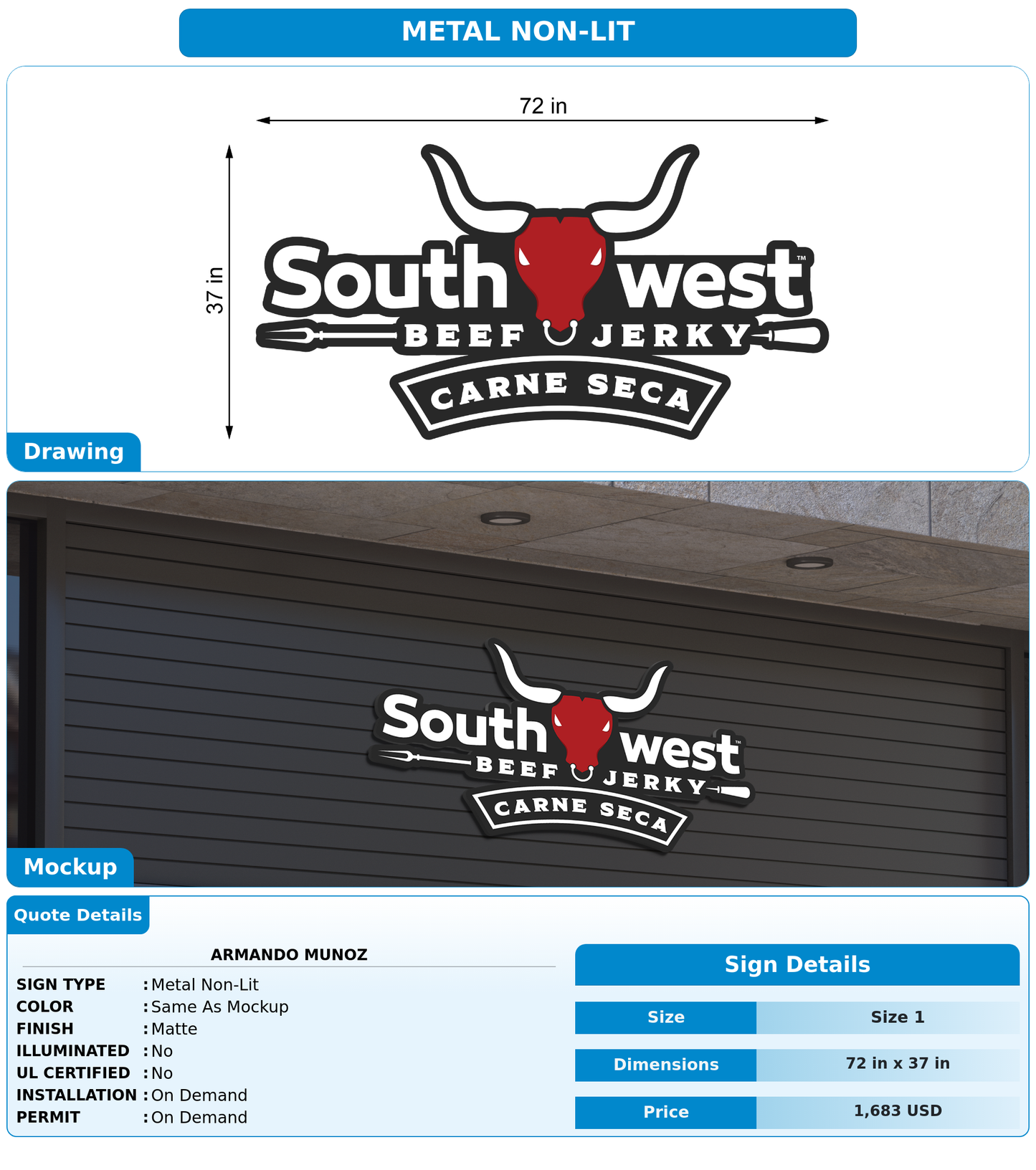 CUSTOM MOCKUP SIGN FOR Armando Munoz