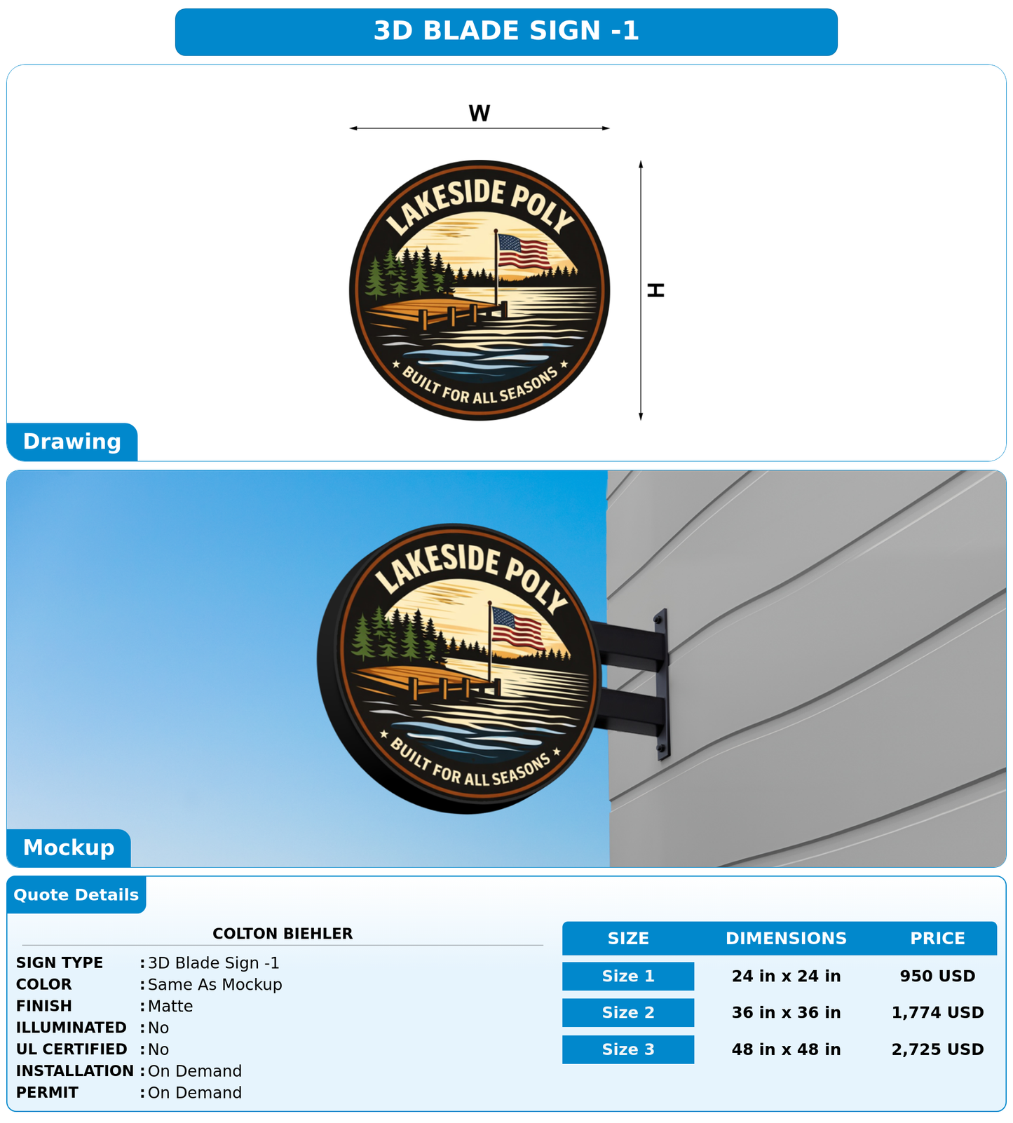 CUSTOM MOCKUP SIGN FOR Colton Biehler
