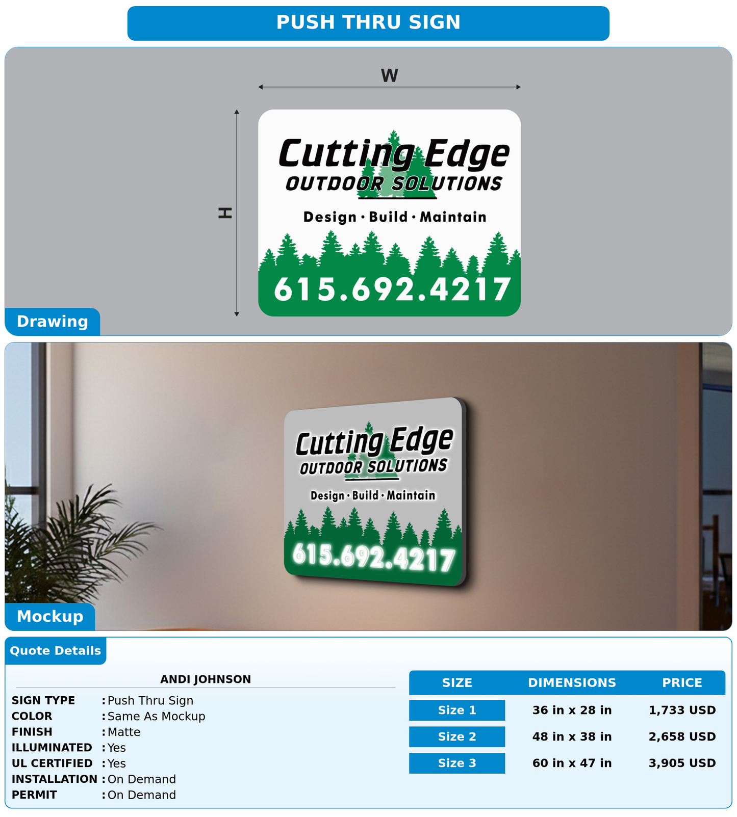 CUSTOM MOCKUP SIGN FOR Andi Johnson