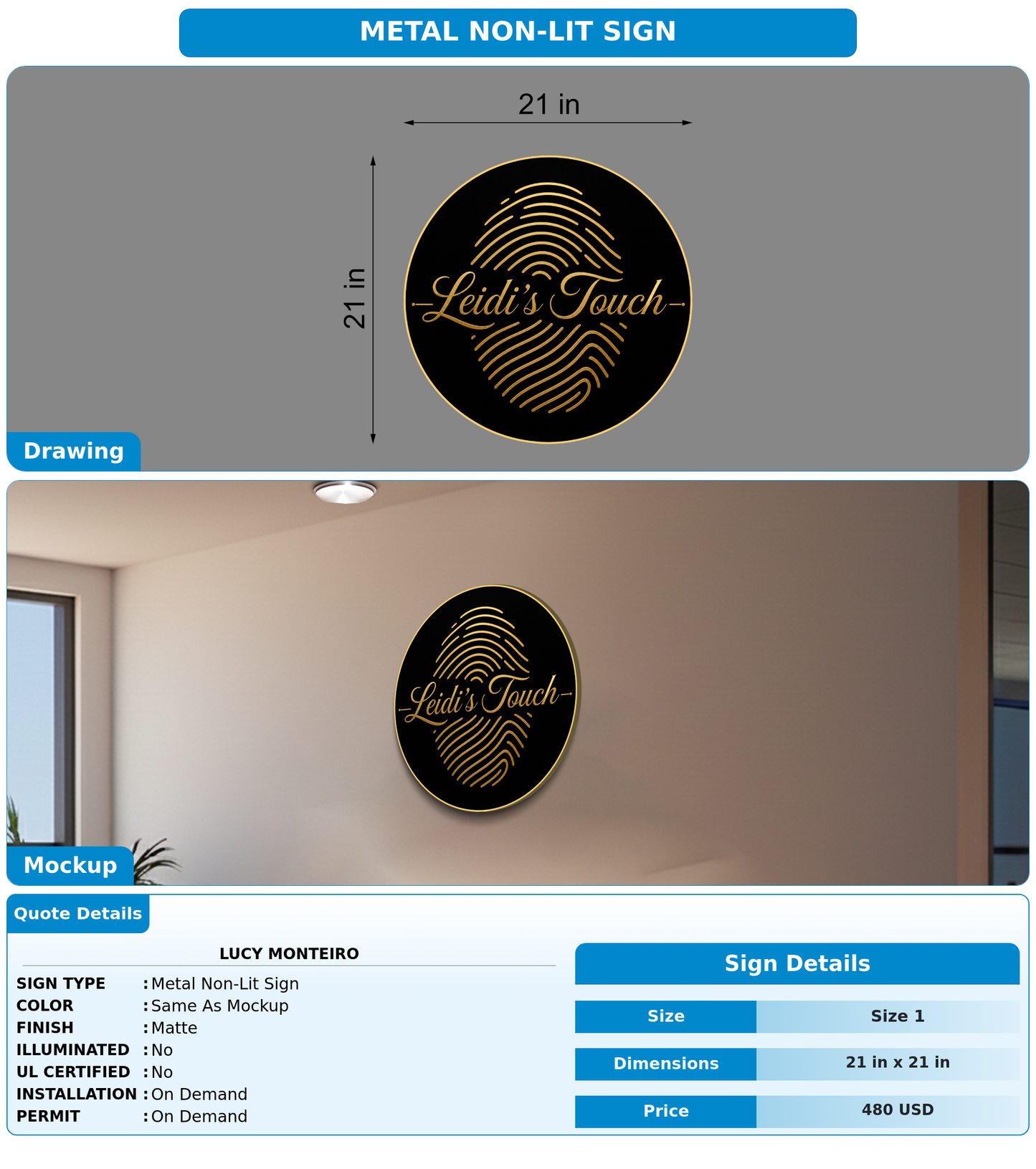 CUSTOM MOCKUP SIGN FOR Lucy Monteiro