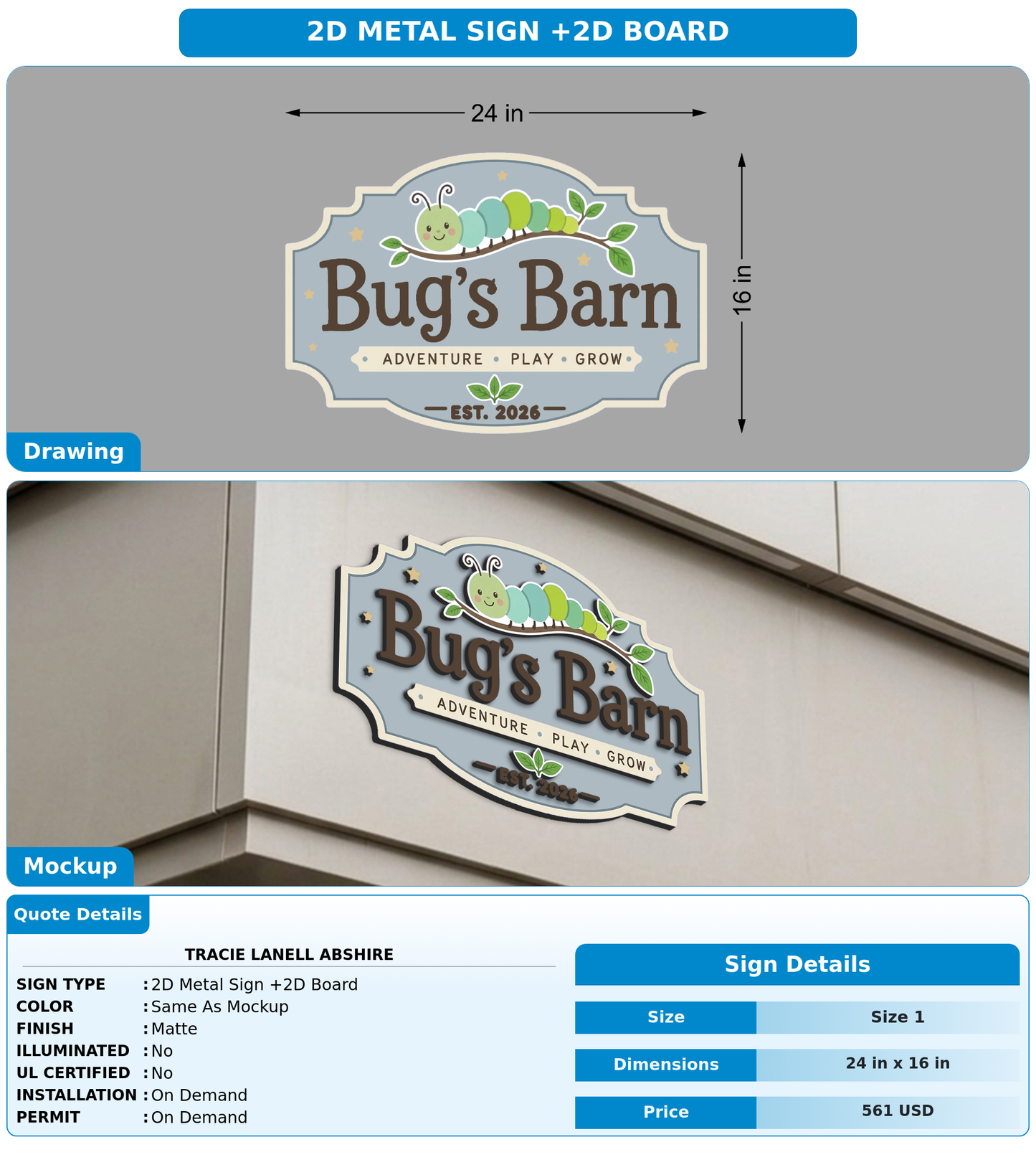 CUSTOM MOCKUP SIGN FOR Tracie Lanell Abshire
