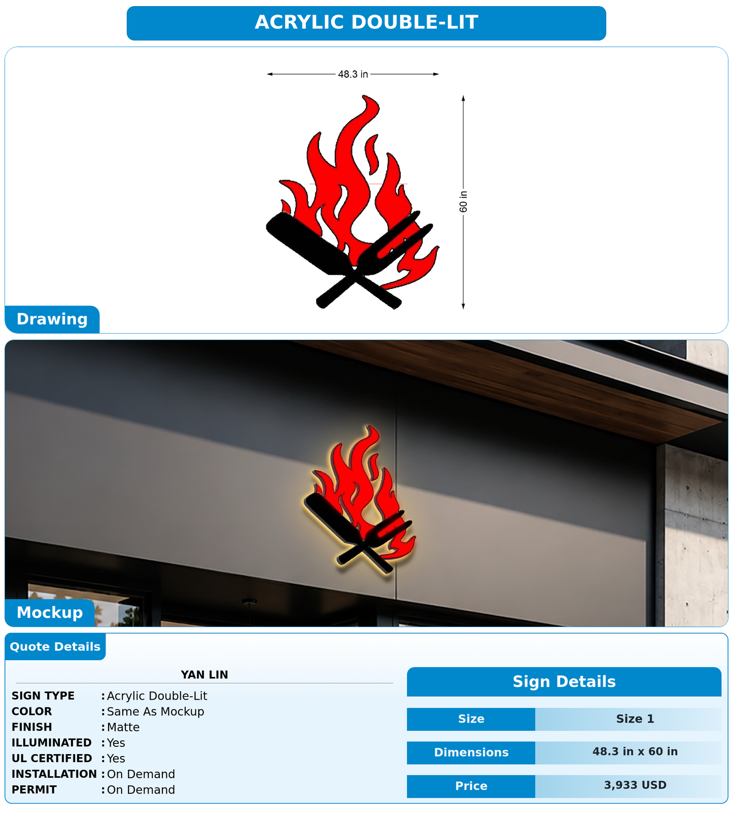 CUSTOM MOCKUP SIGN FOR Yan Lin