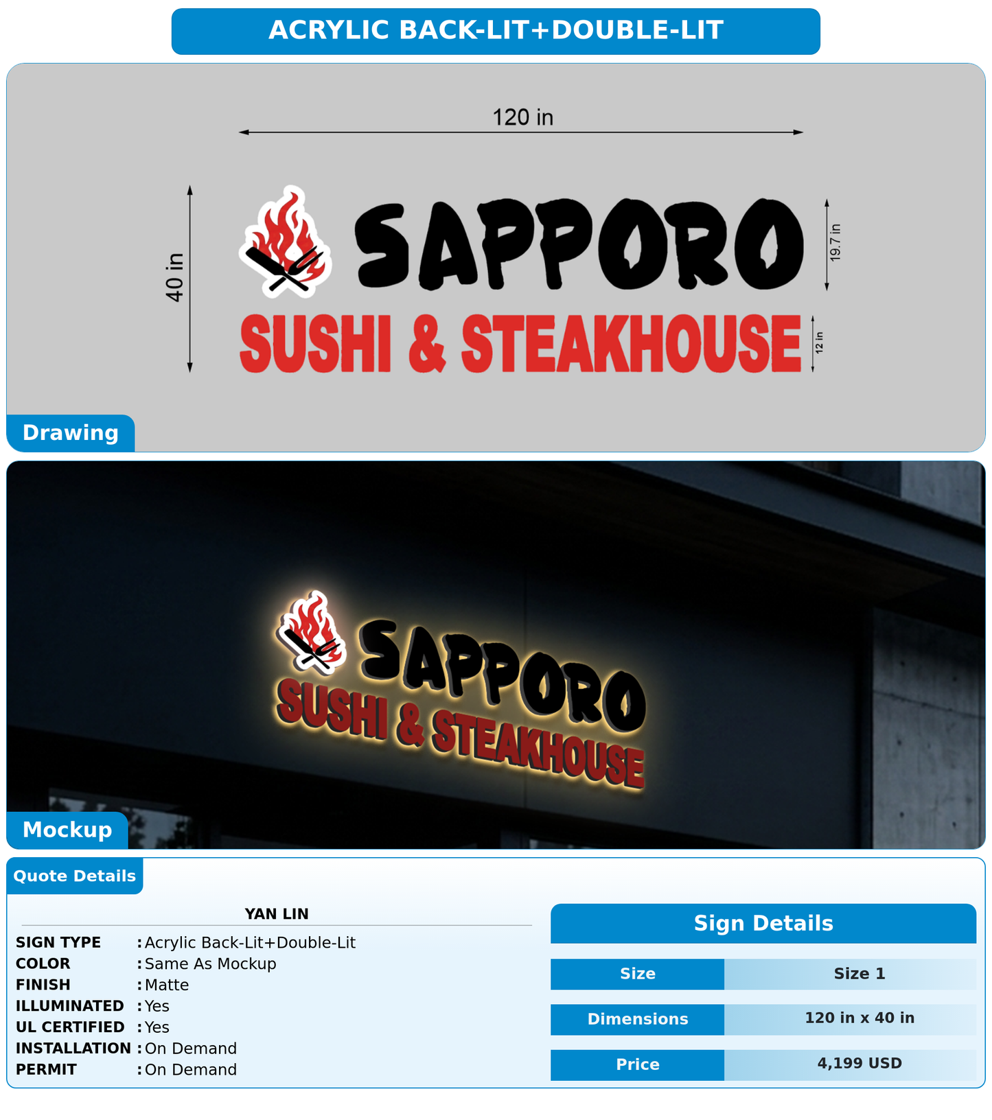 CUSTOM MOCKUP SIGN FOR Yan Lin