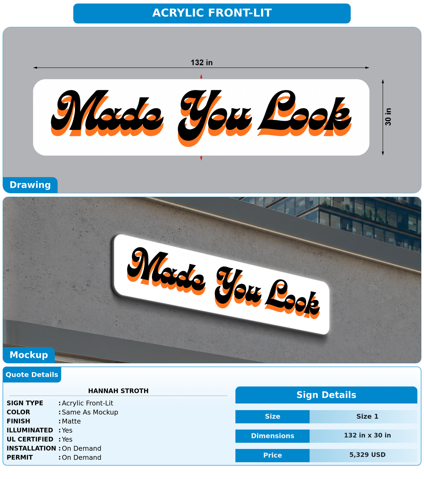 CUSTOM MOCKUP SIGN FOR Hannah Stroth