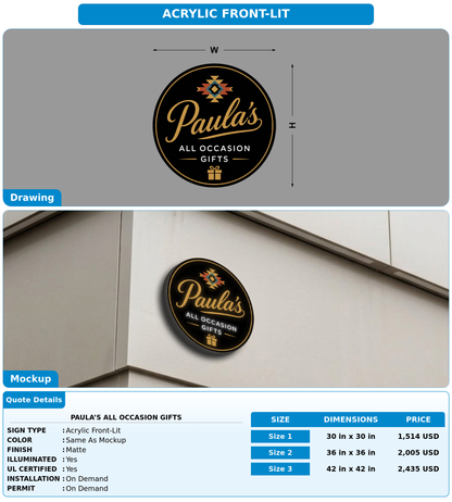 CUSTOM MOCKUP SIGN FOR Paula’s All Occasion Gifts