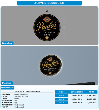 CUSTOM MOCKUP SIGN FOR Paula’s All Occasion Gifts