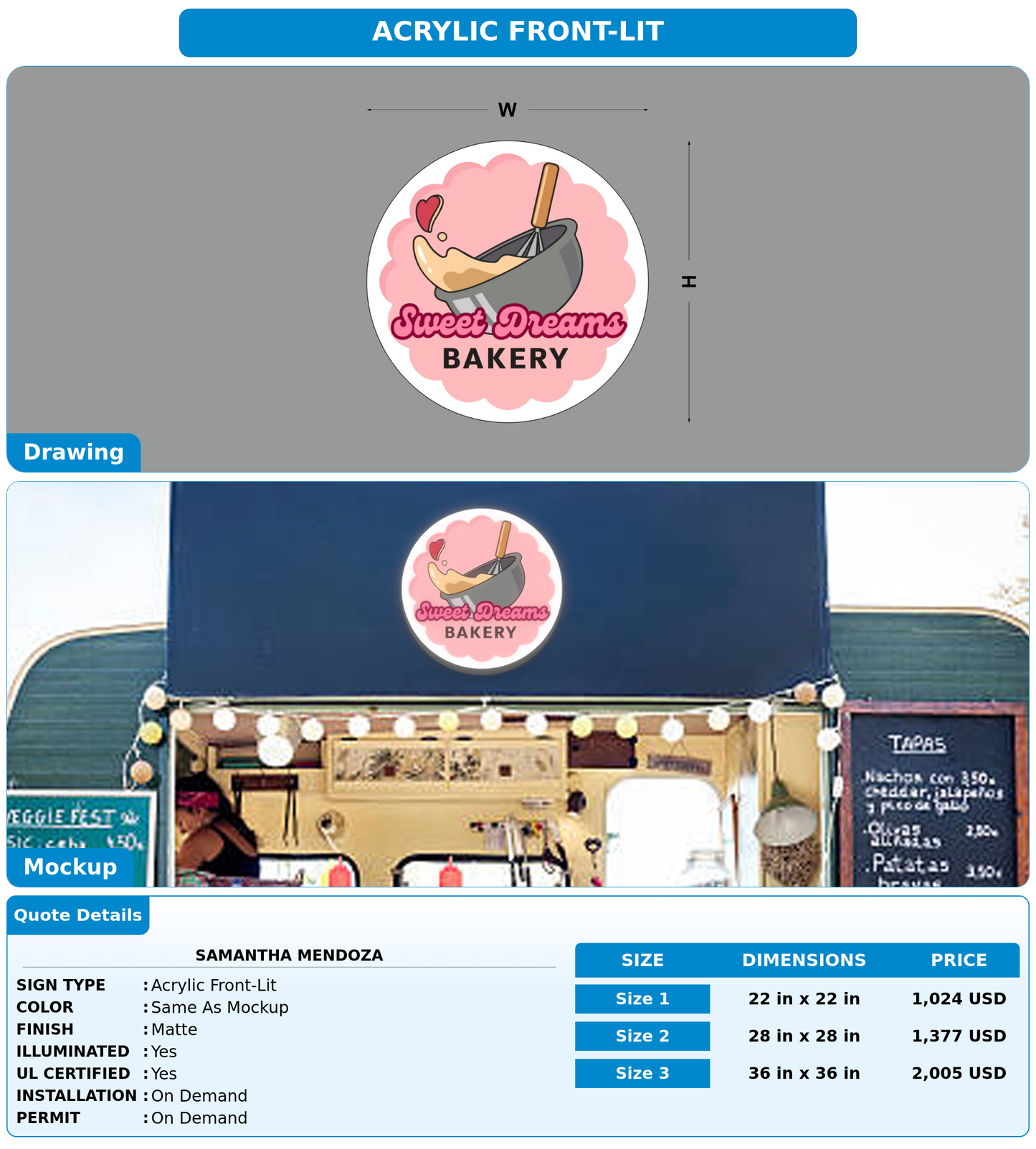 CUSTOM MOCKUP SIGN FOR Samantha Mendoza