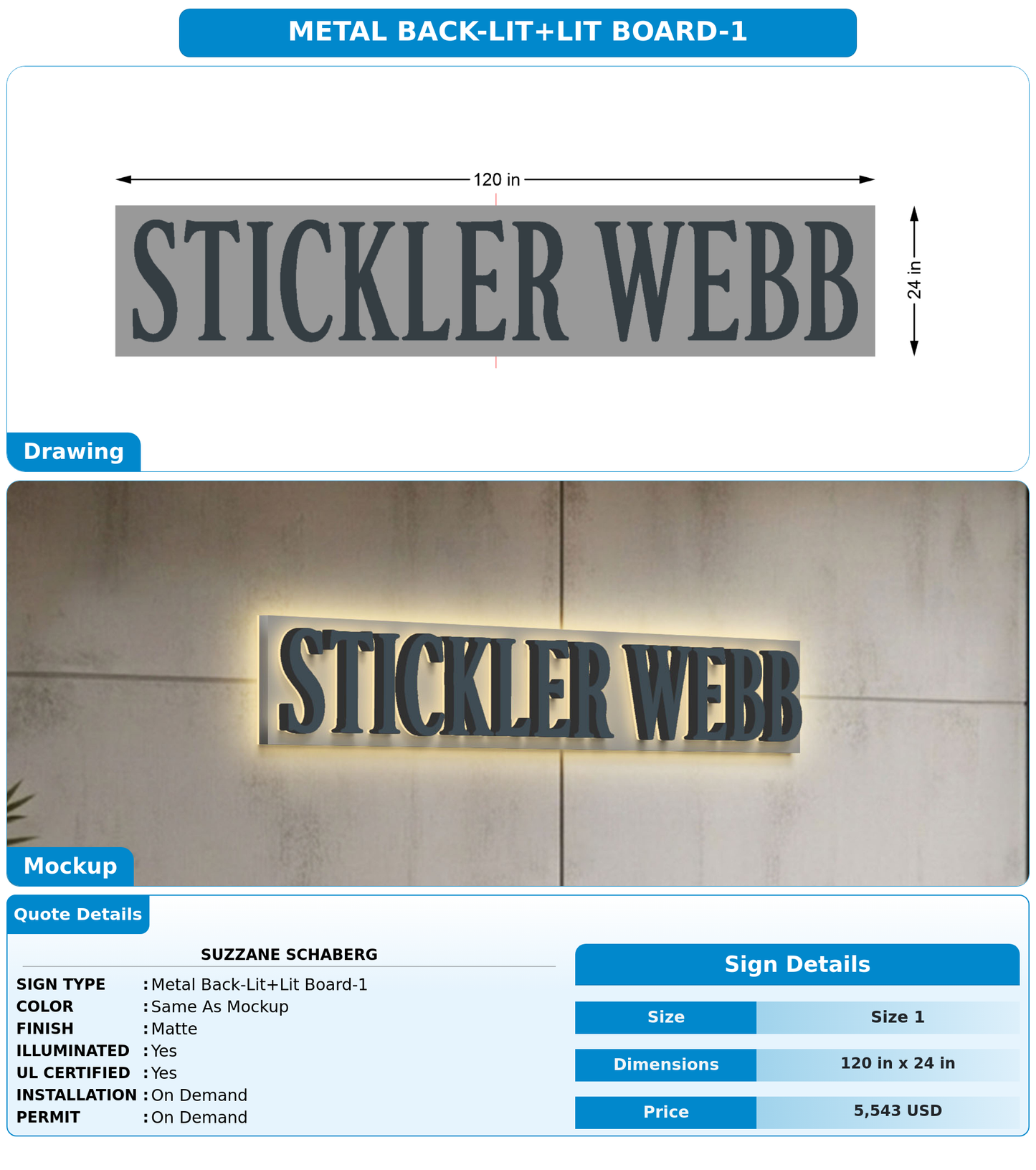 CUSTOM MOCKUP SIGN FOR Suzzane Schaberg