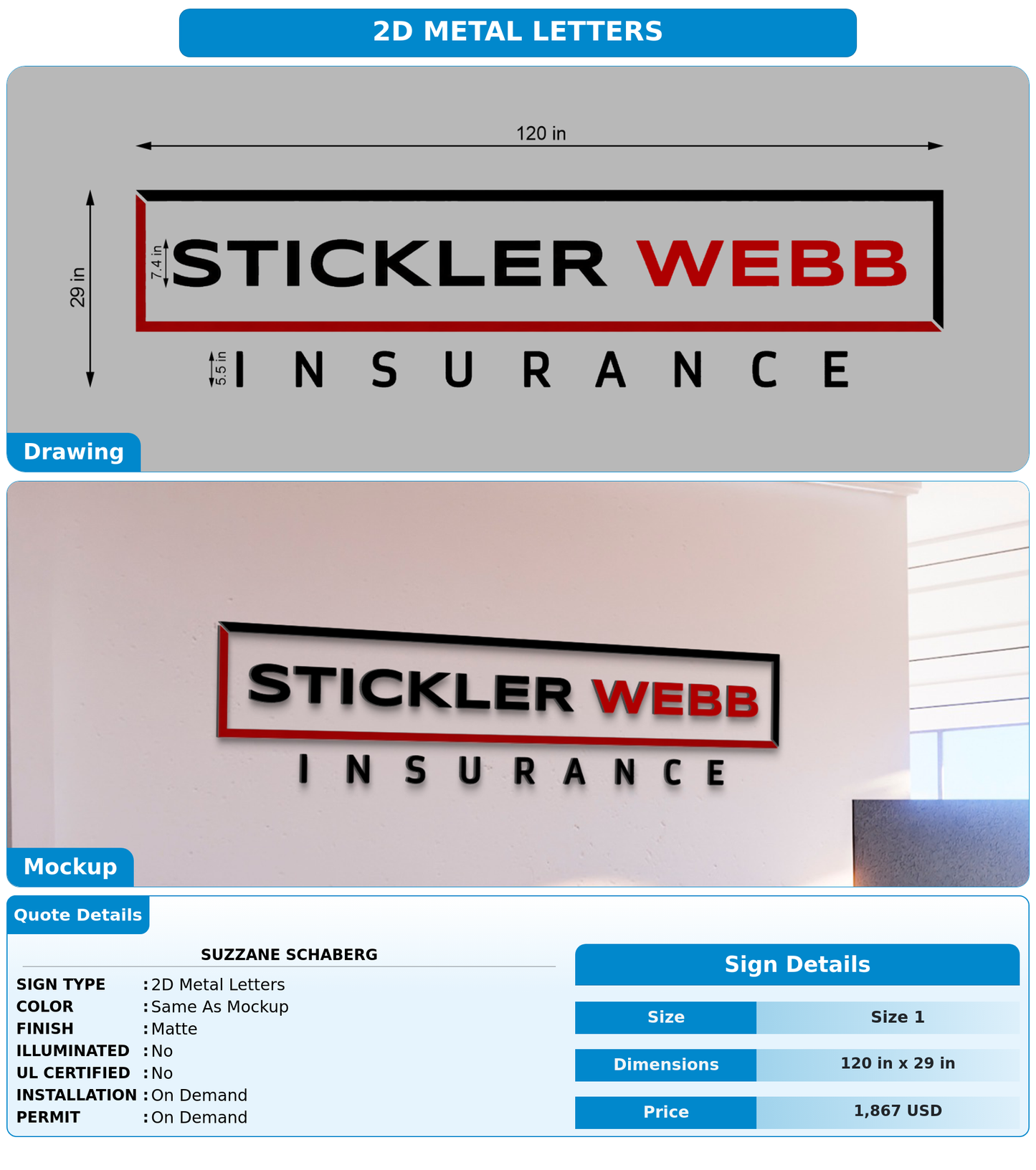CUSTOM MOCKUP SIGN FOR Suzzane Schaberg