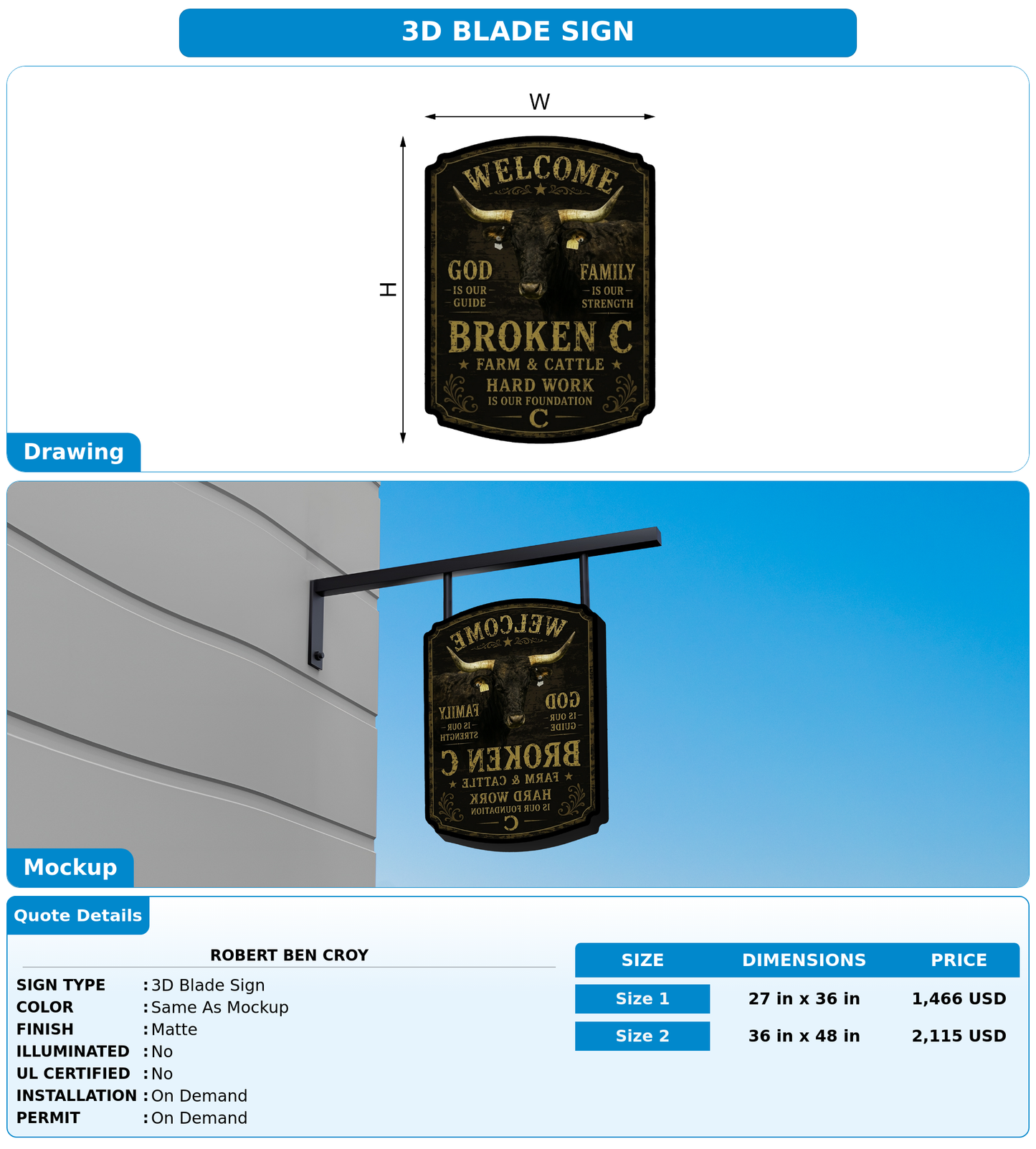CUSTOM MOCKUP SIGN FOR Robert Ben Croy