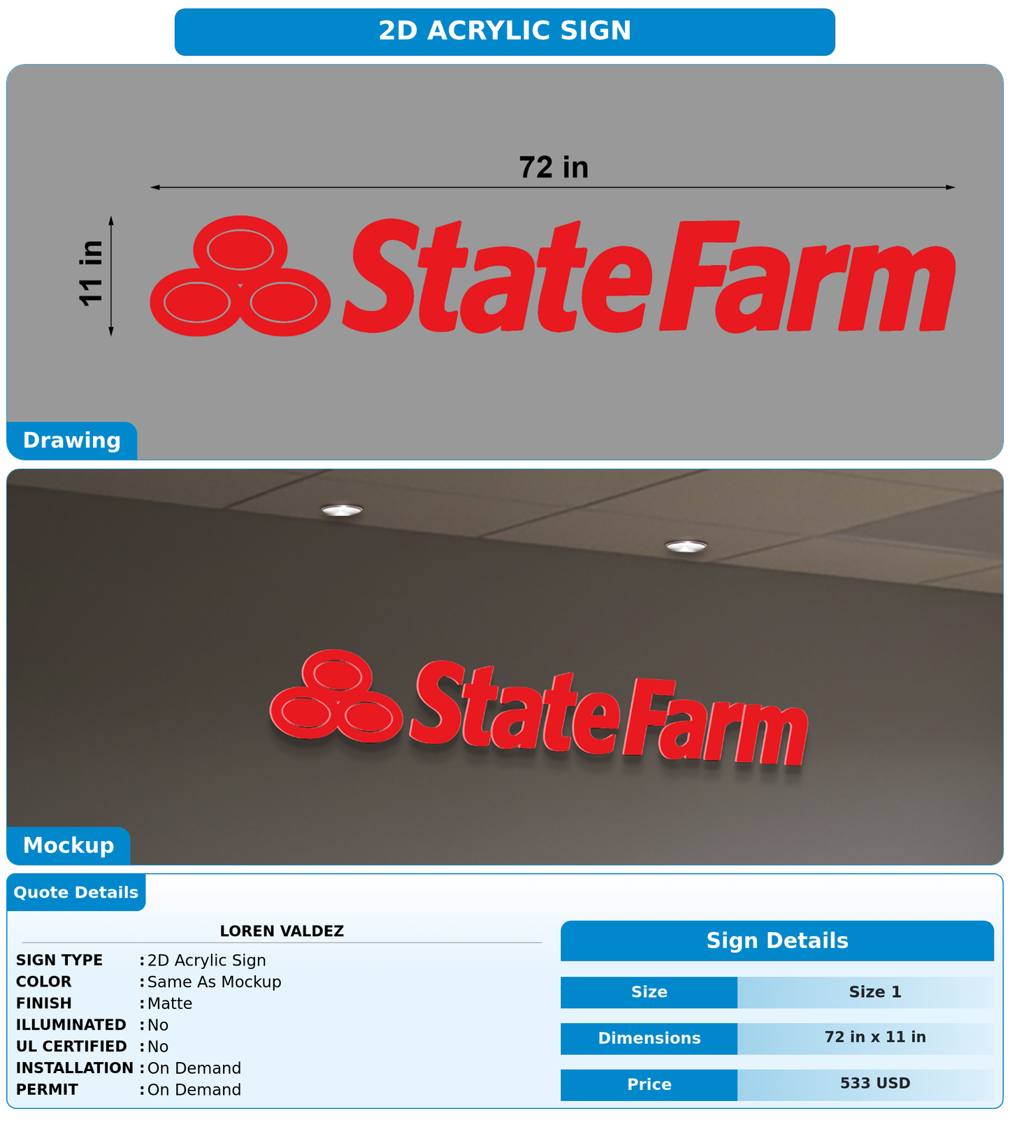 CUSTOM MOCKUP SIGN FOR Loren Valdez