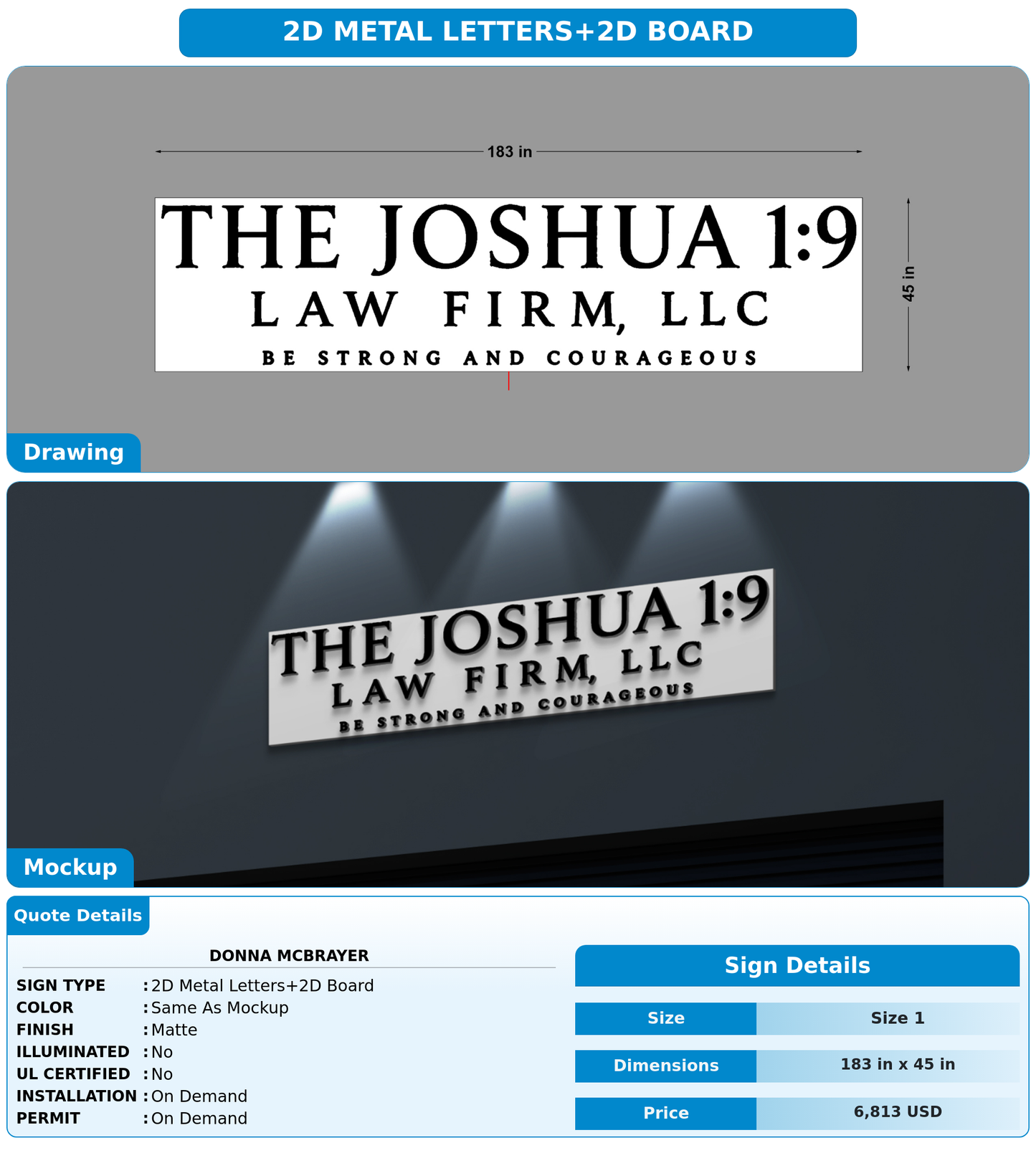 CUSTOM MOCKUP SIGN FOR Donna McBrayer