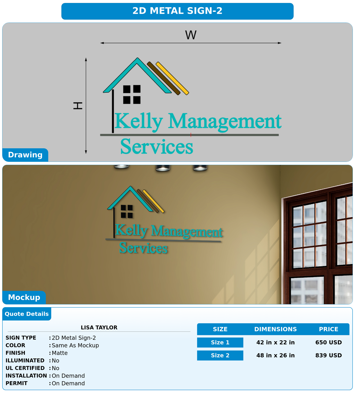 CUSTOM MOCKUP SIGN FOR LISA Taylor