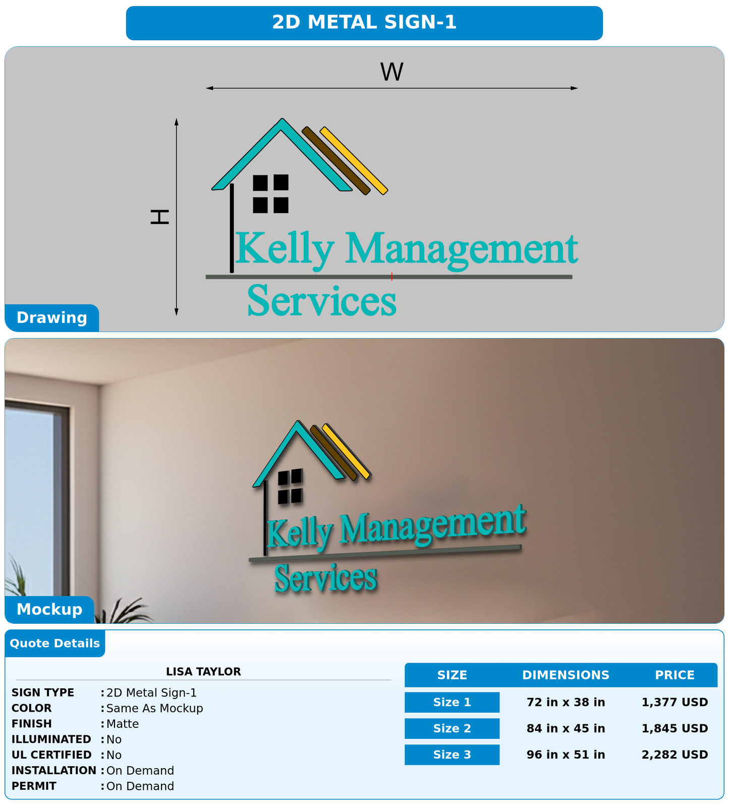 CUSTOM MOCKUP SIGN FOR LISA Taylor