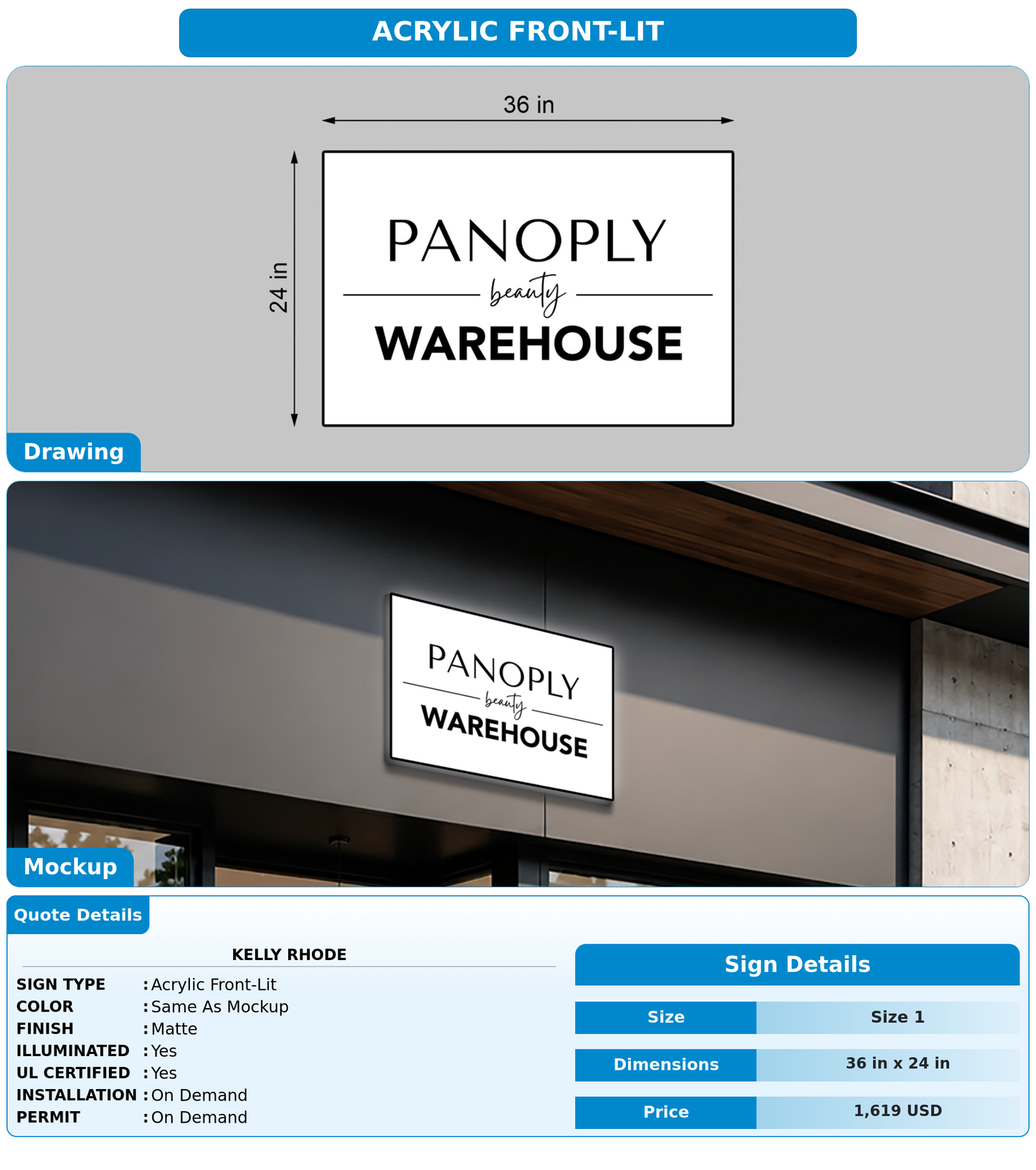 CUSTOM MOCKUP SIGN FOR Kelly Rhode