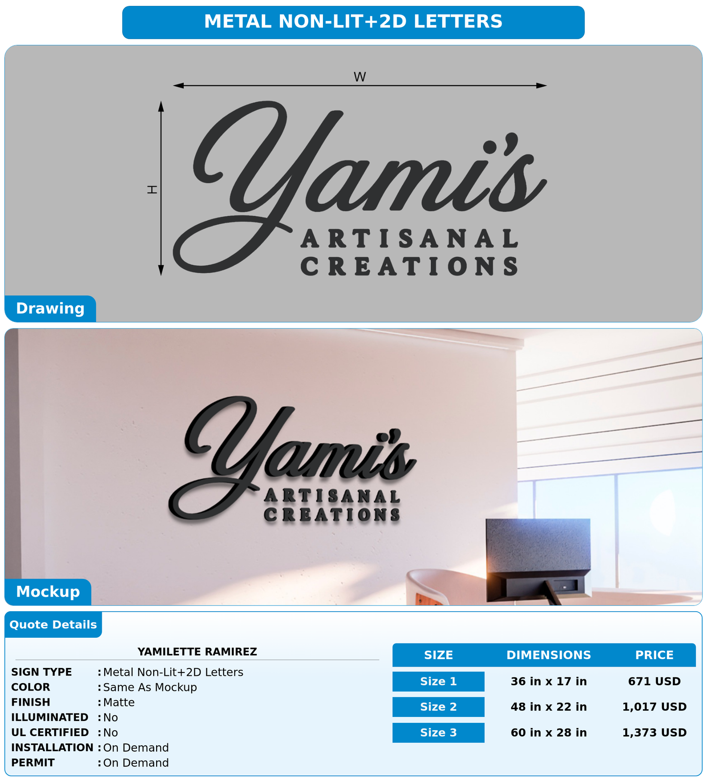 CUSTOM MOCKUP SIGN FOR Yamilette Ramirez