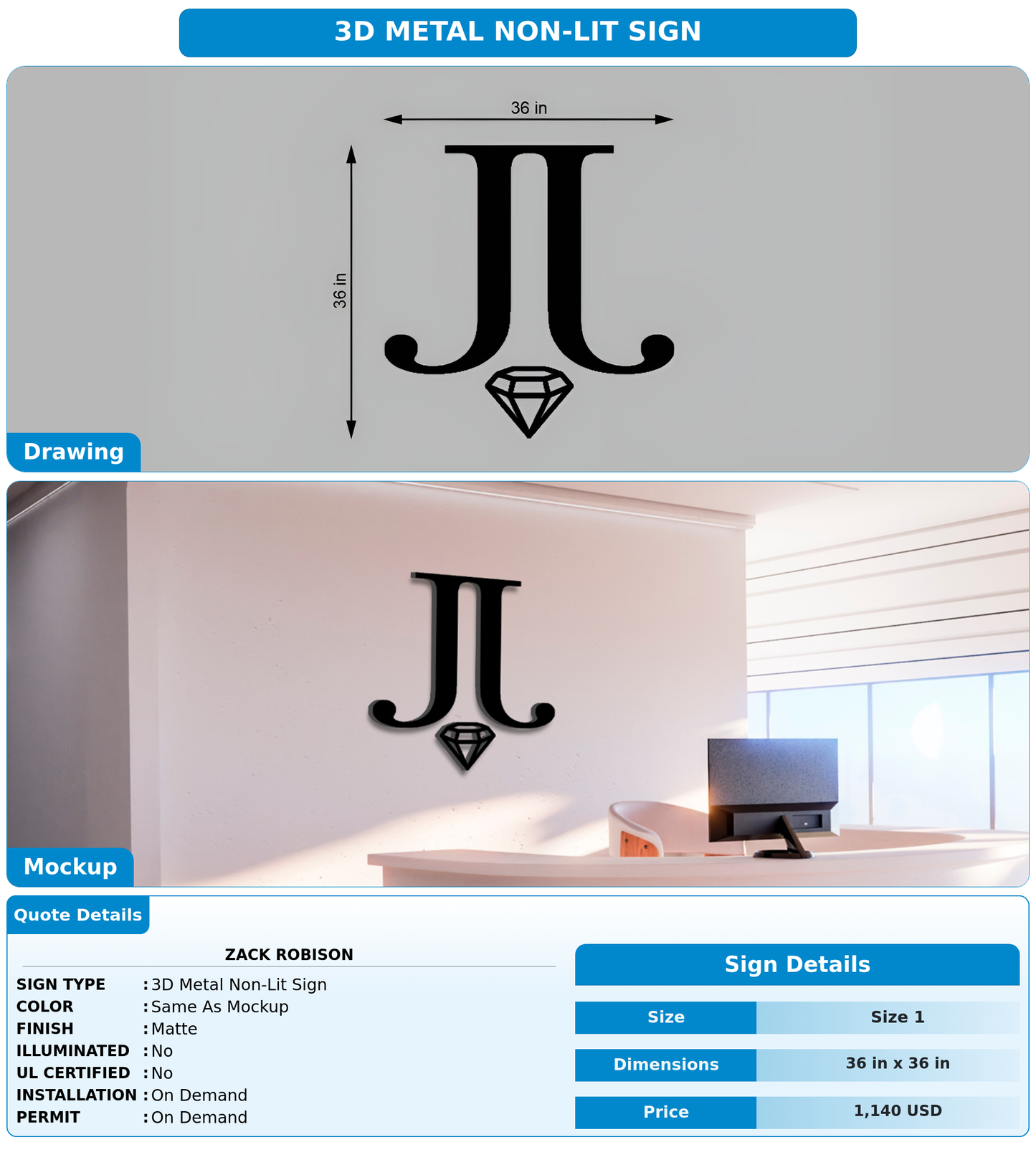 CUSTOM MOCKUP SIGN FOR Zack Robison