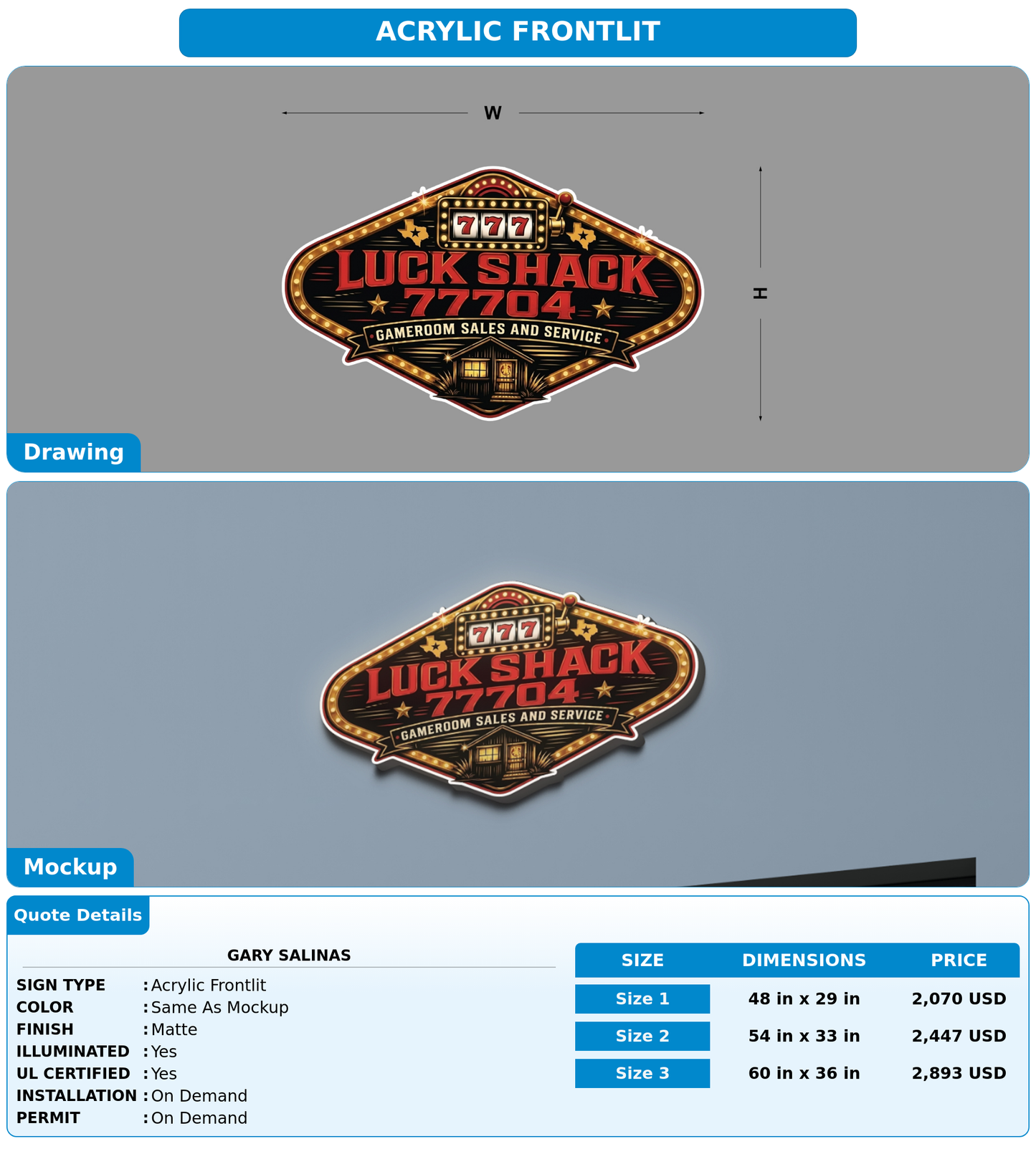 CUSTOM MOCKUP SIGN FOR Gary salinas