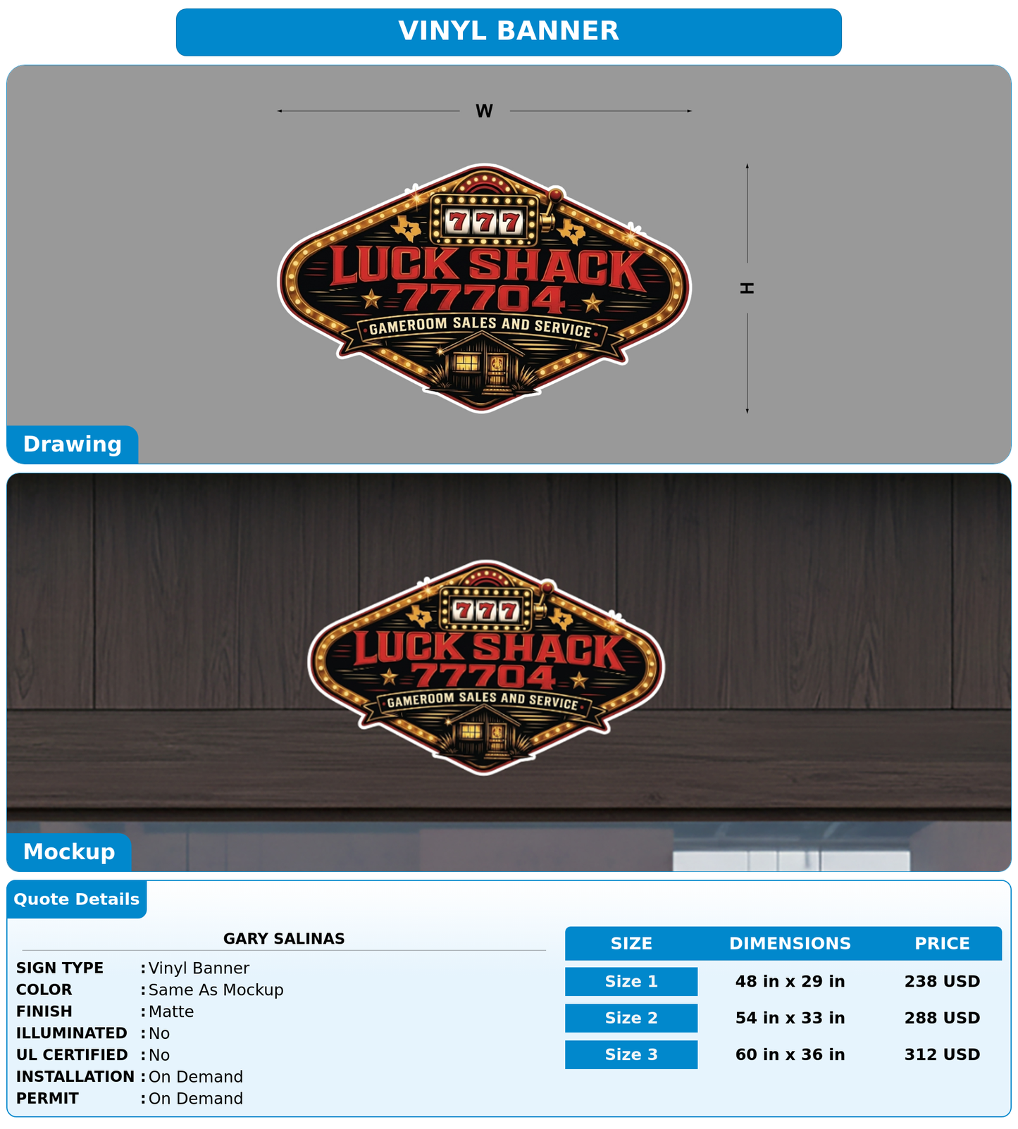 CUSTOM MOCKUP SIGN FOR Gary salinas