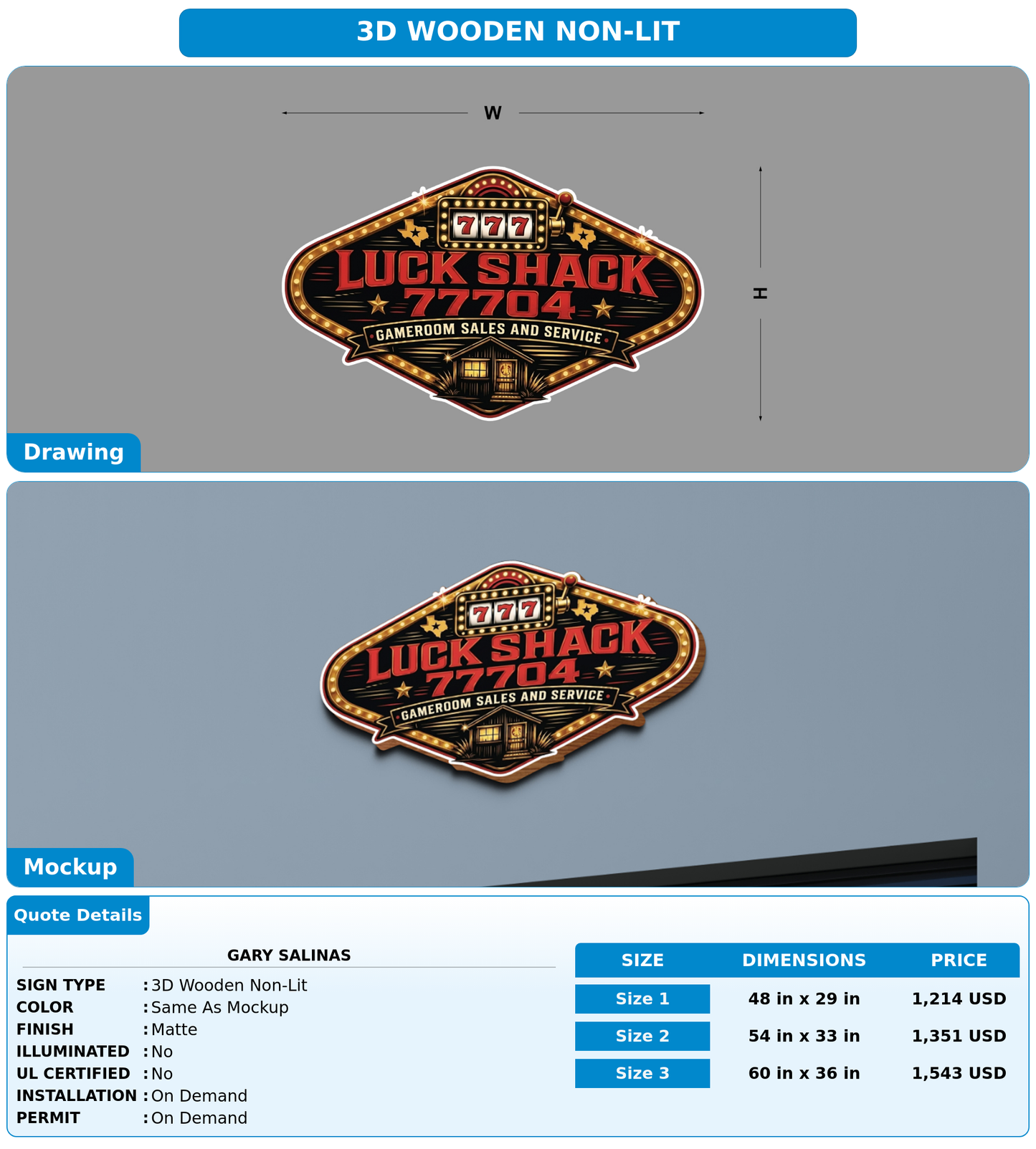 CUSTOM MOCKUP SIGN FOR Gary salinas