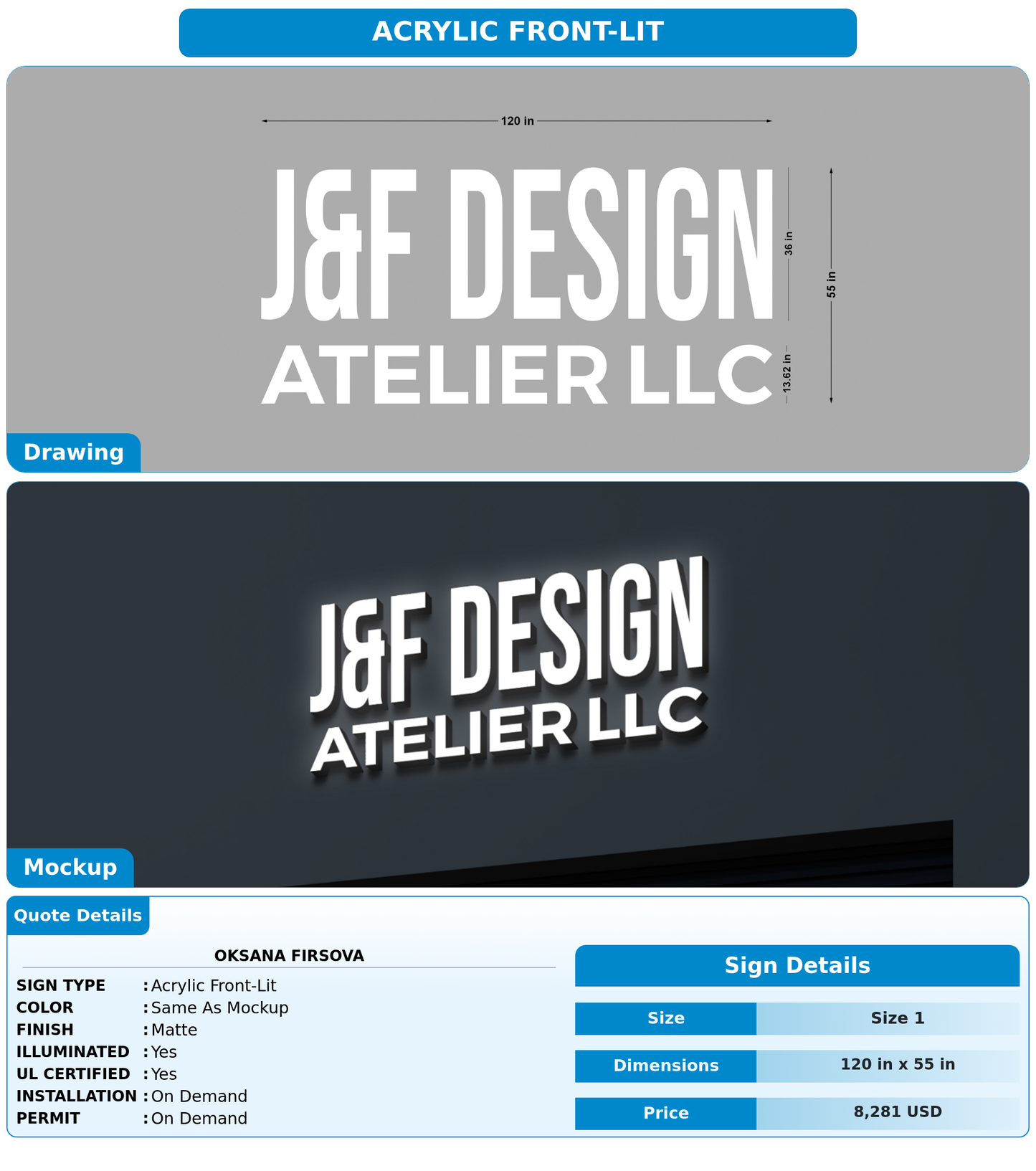 CUSTOM MOCKUP SIGN FOR Oksana Firsova