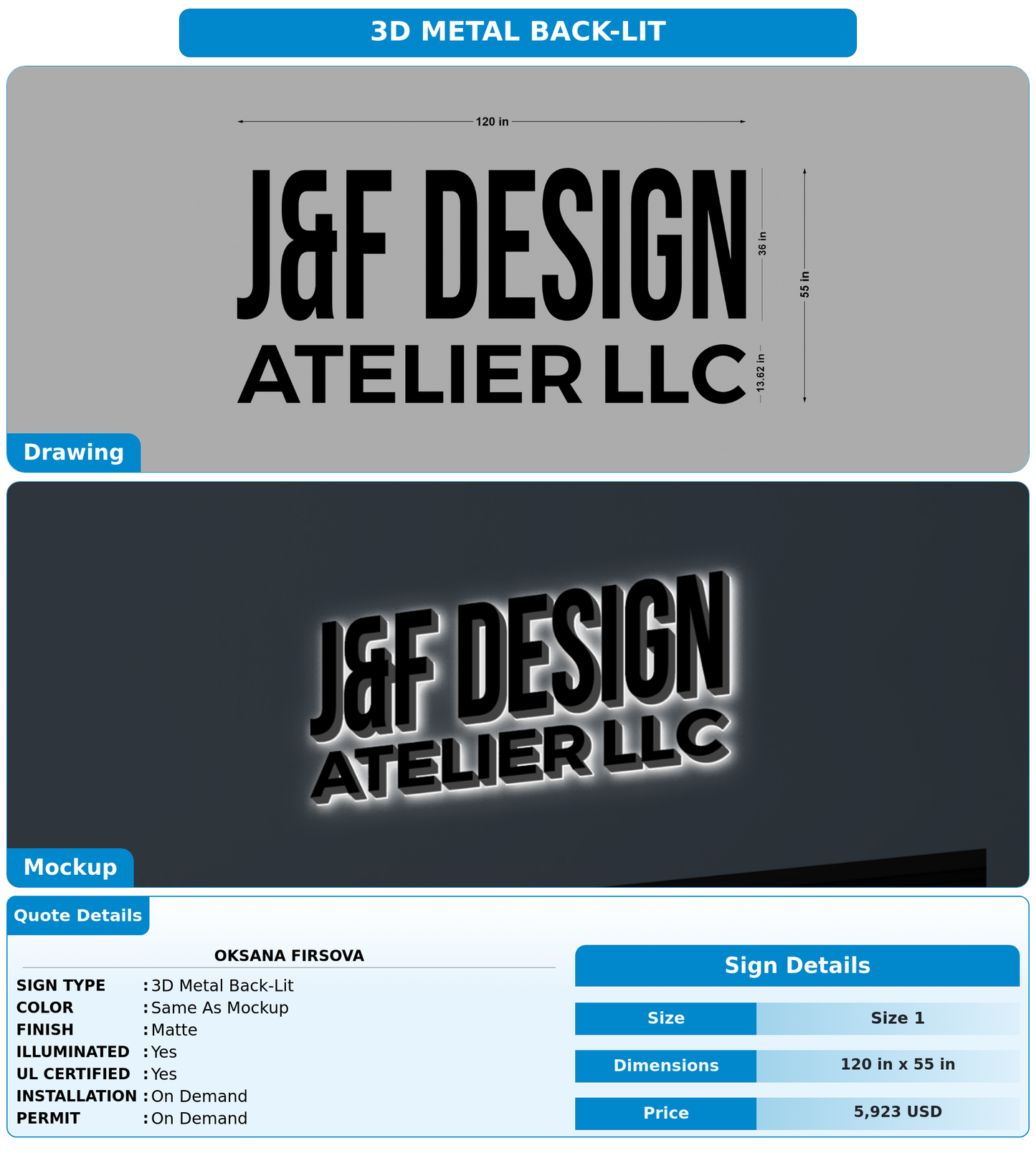CUSTOM MOCKUP SIGN FOR Oksana Firsova