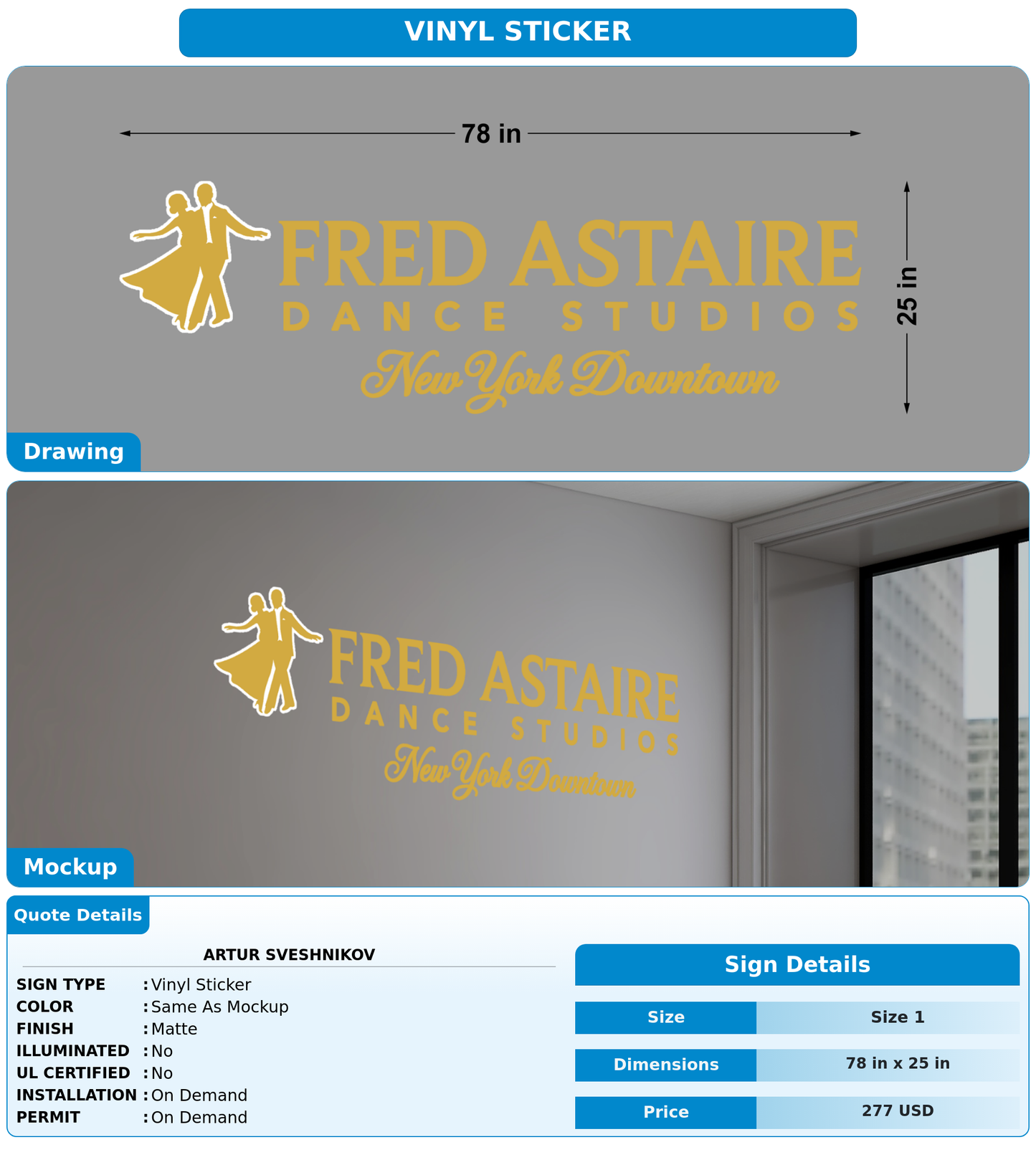 CUSTOM MOCKUP SIGN FOR Artur Sveshnikov