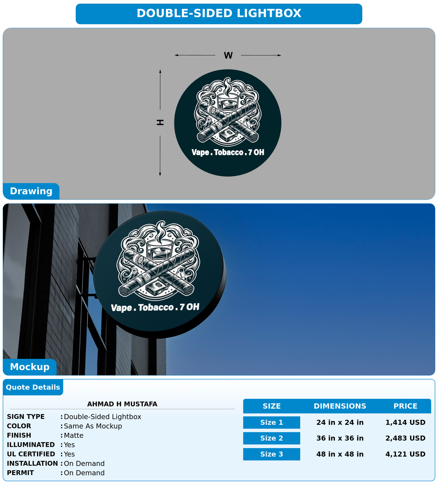 CUSTOM MOCKUP SIGN FOR Ahmad H Mustafa