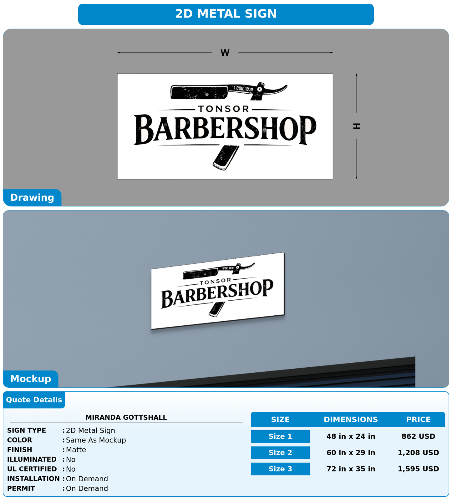 CUSTOM MOCKUP SIGN FOR Miranda Gottshall