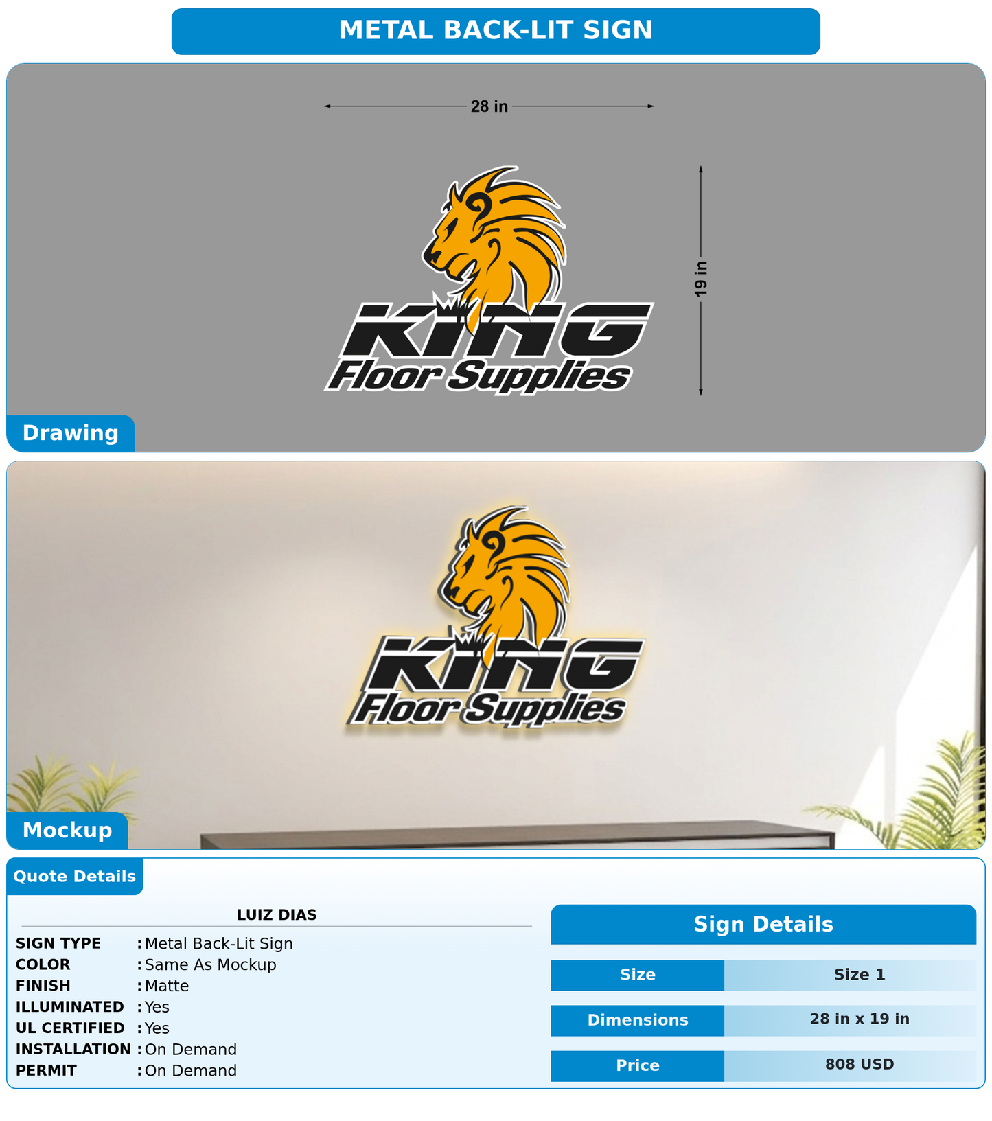 CUSTOM MOCKUP SIGN FOR Luiz Dias