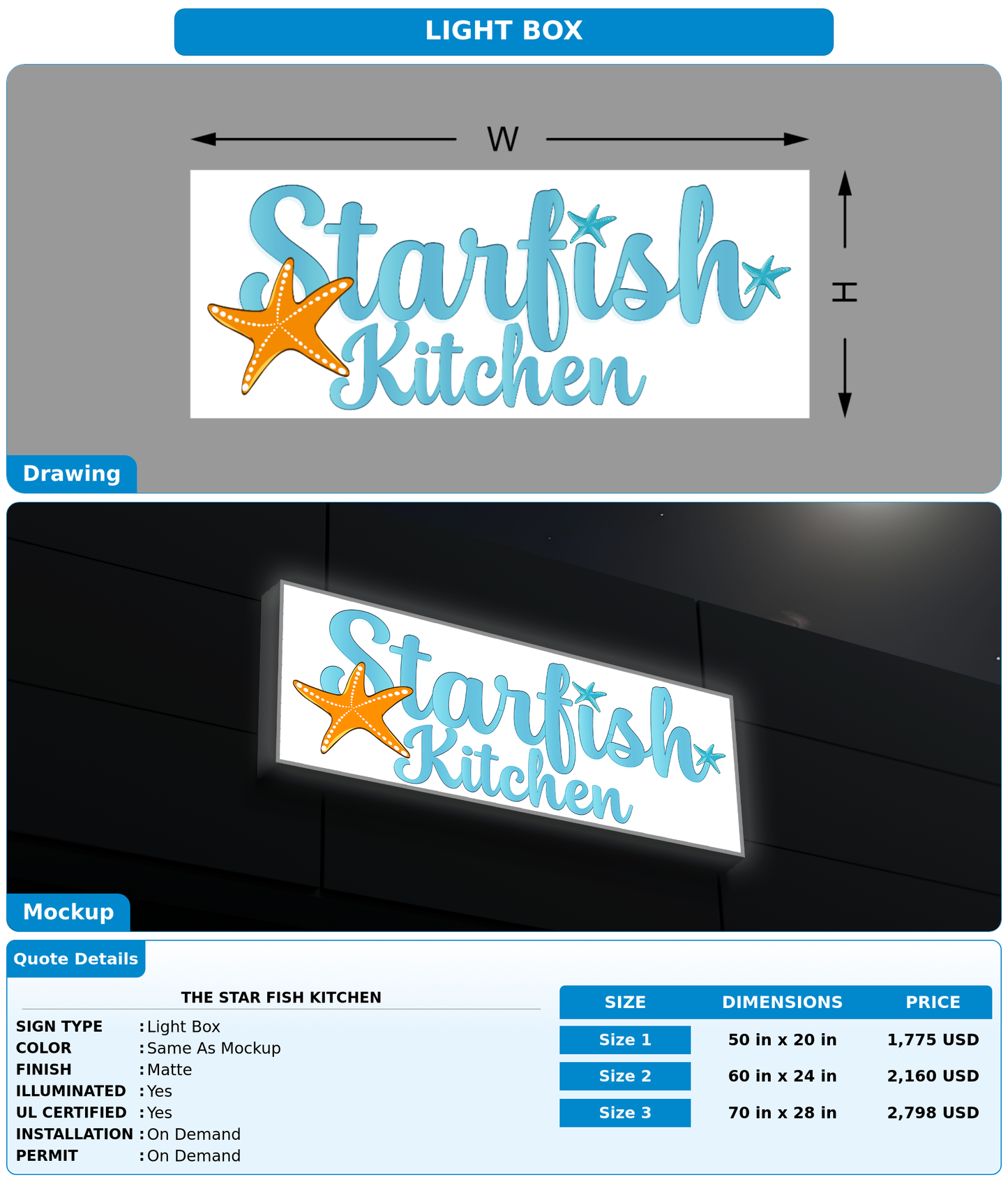CUSTOM MOCKUP SIGN FOR The Star Fish Kitchen
