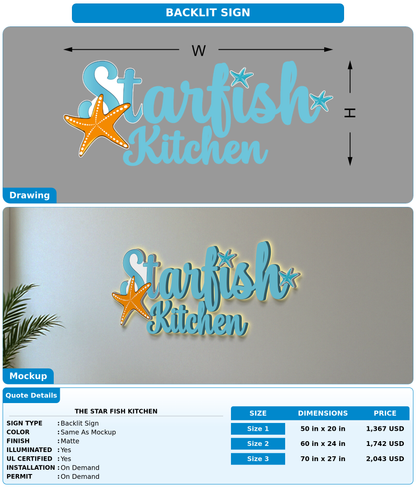 CUSTOM MOCKUP SIGN FOR The Star Fish Kitchen