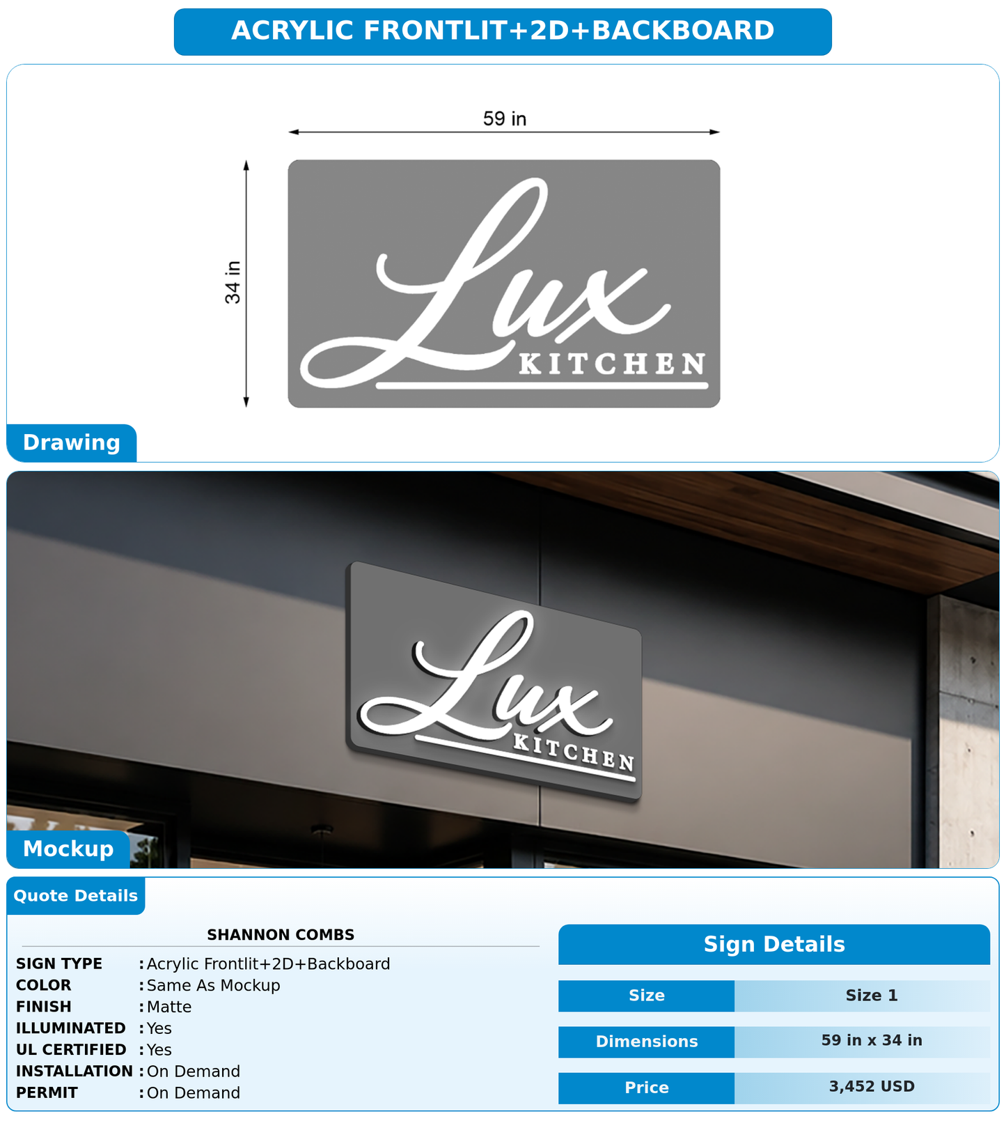 CUSTOM MOCKUP SIGN FOR Shannon Combs