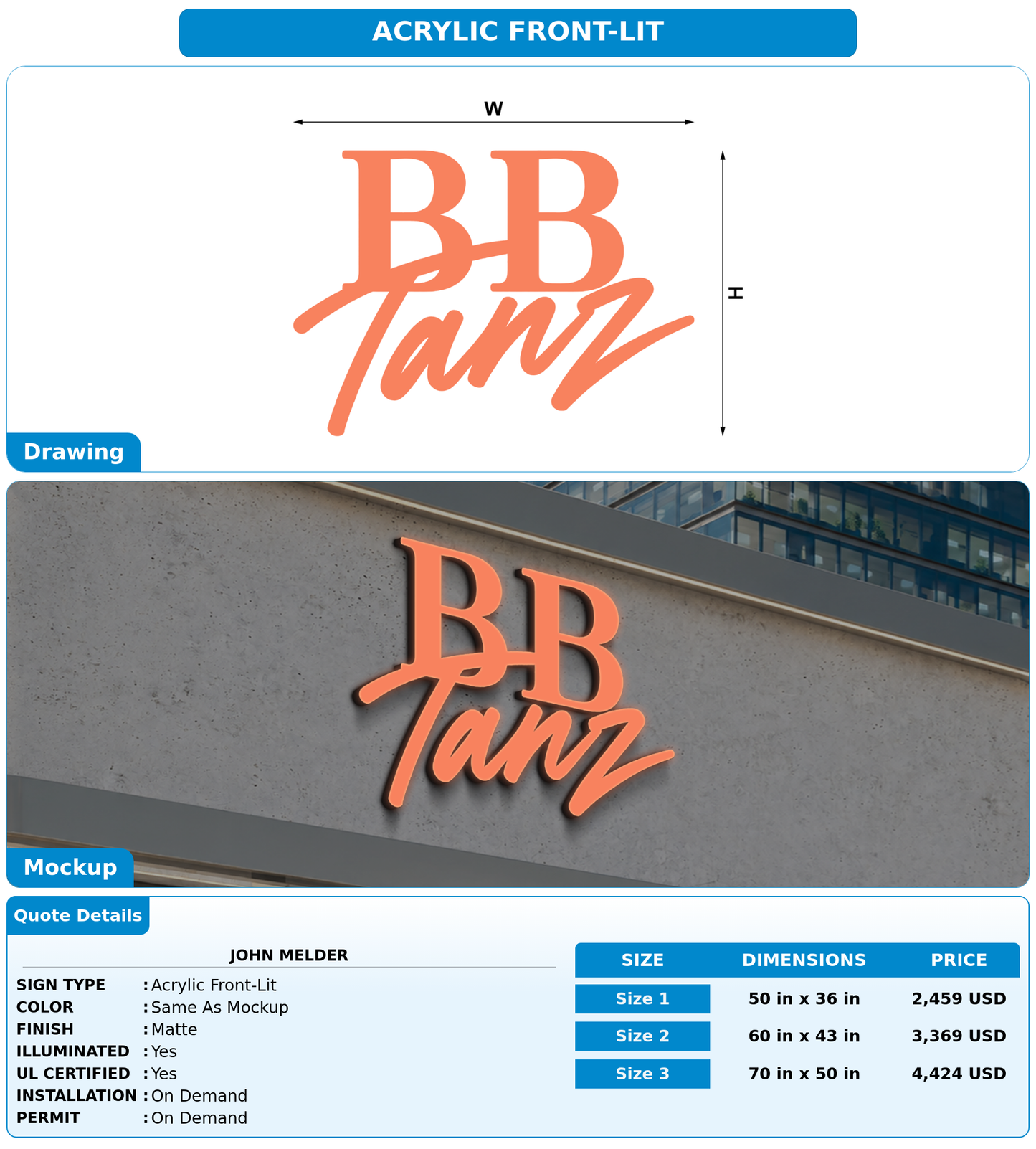 CUSTOM MOCKUP SIGN FOR John Melder