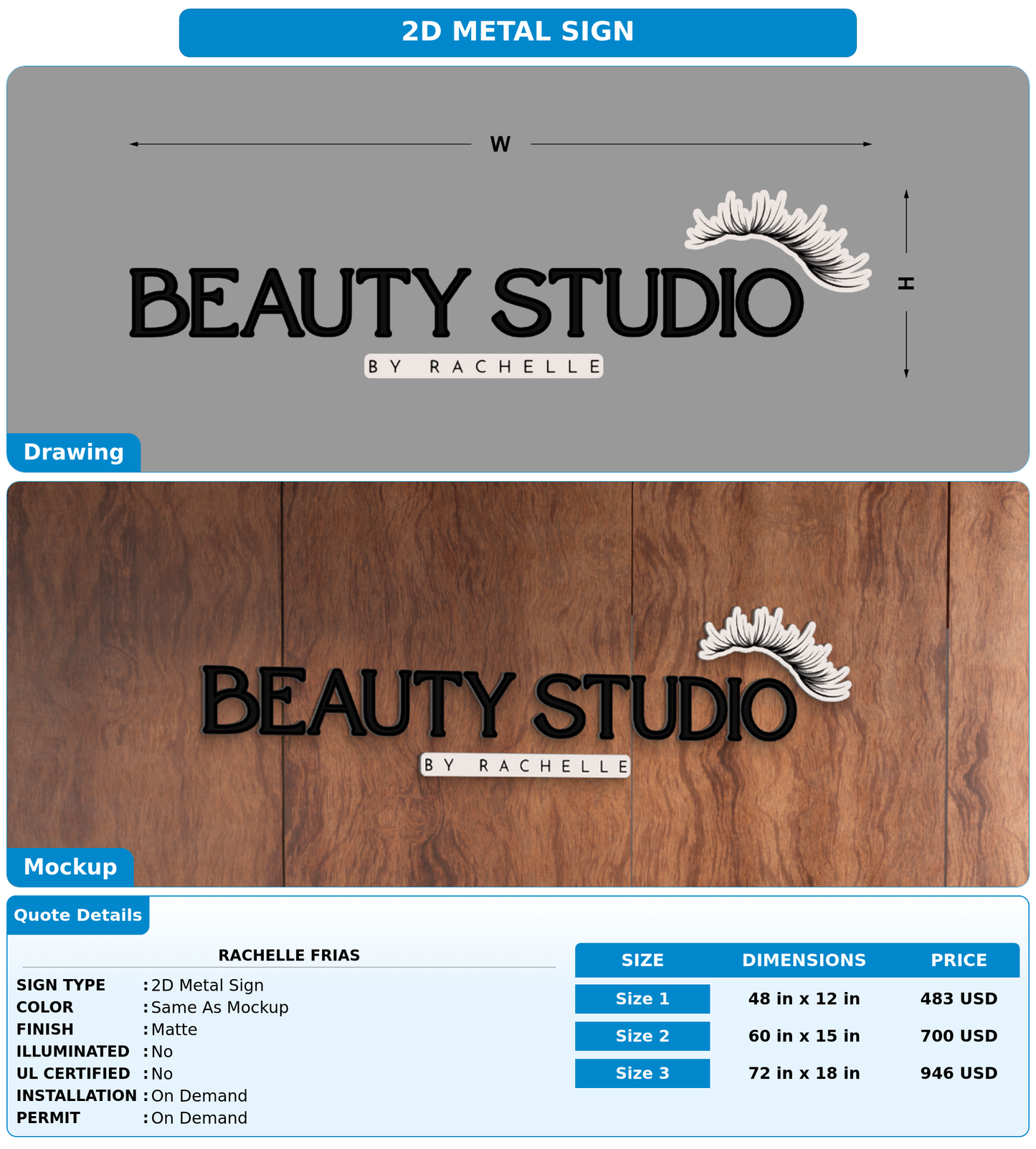 CUSTOM MOCKUP SIGN FOR Rachelle Frias