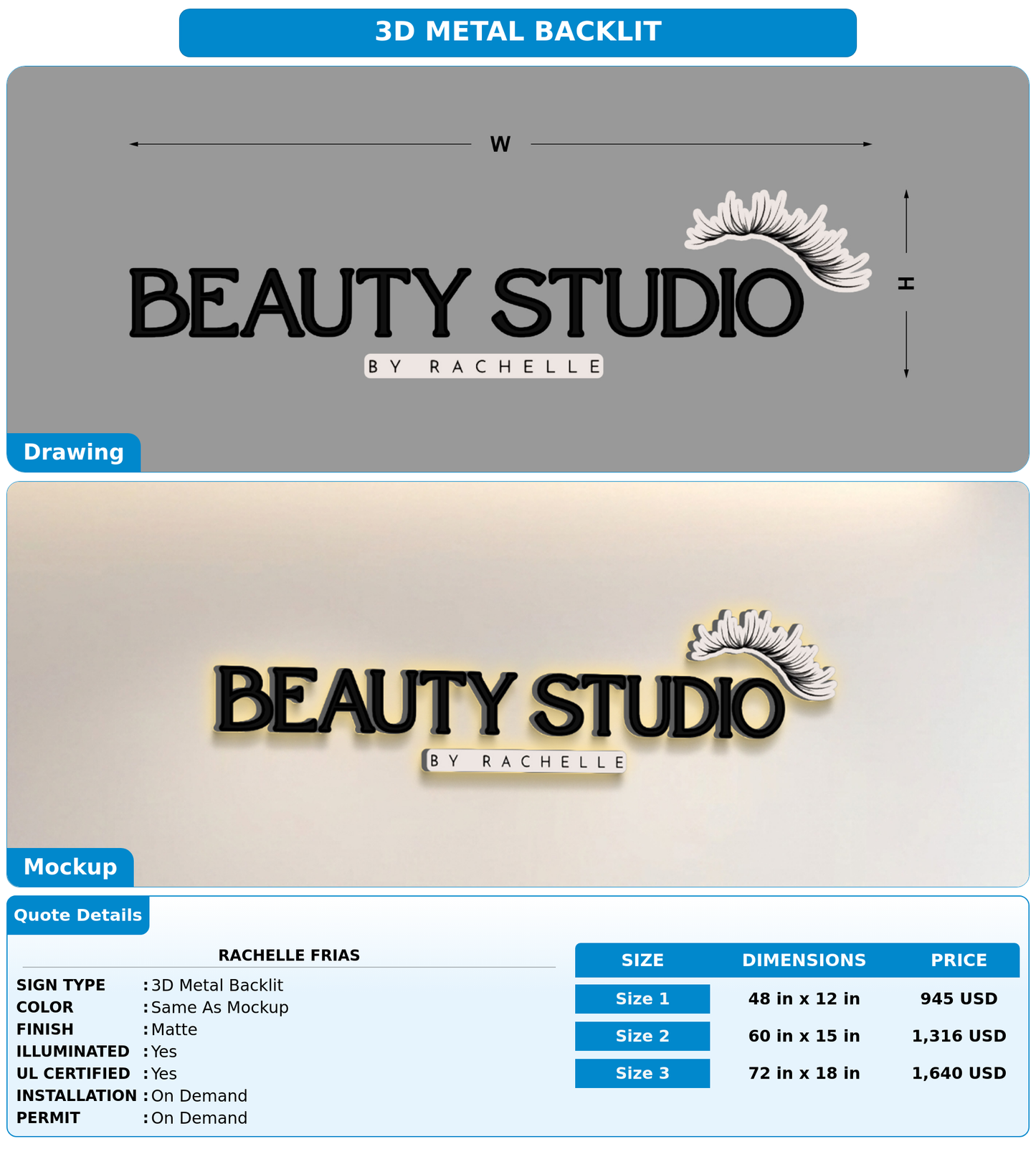 CUSTOM MOCKUP SIGN FOR Rachelle Frias