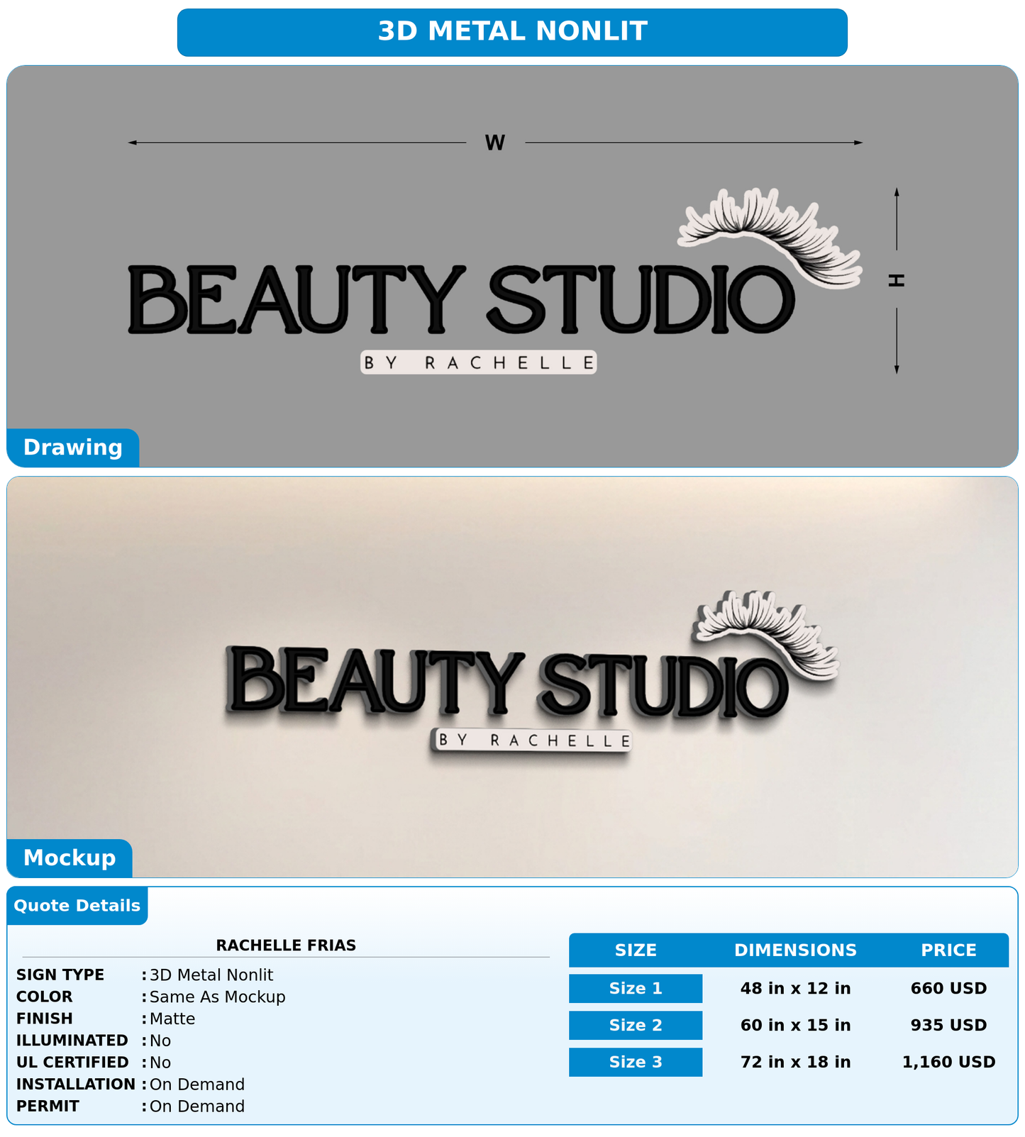 CUSTOM MOCKUP SIGN FOR Rachelle Frias