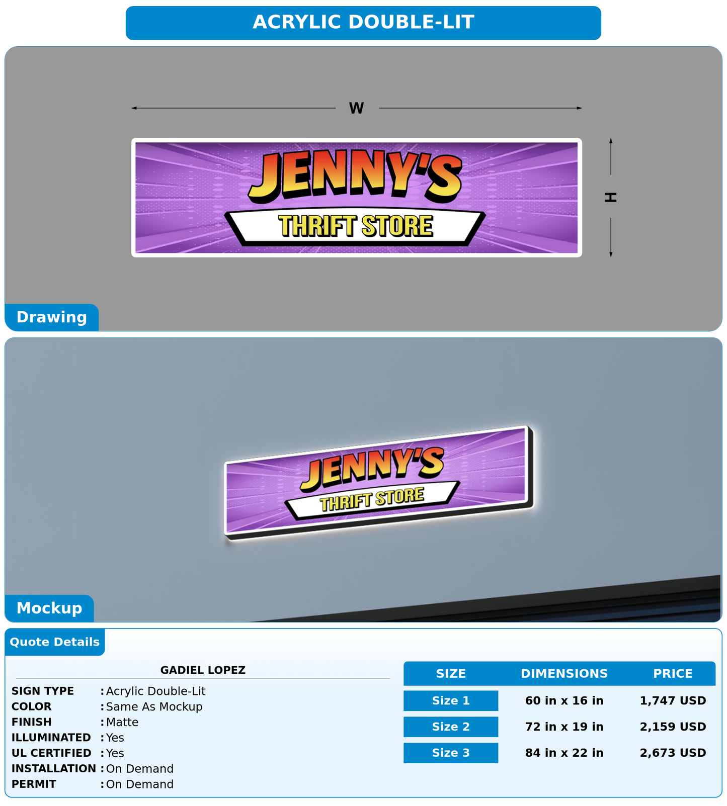 CUSTOM MOCKUP SIGN FOR Gadiel Lopez