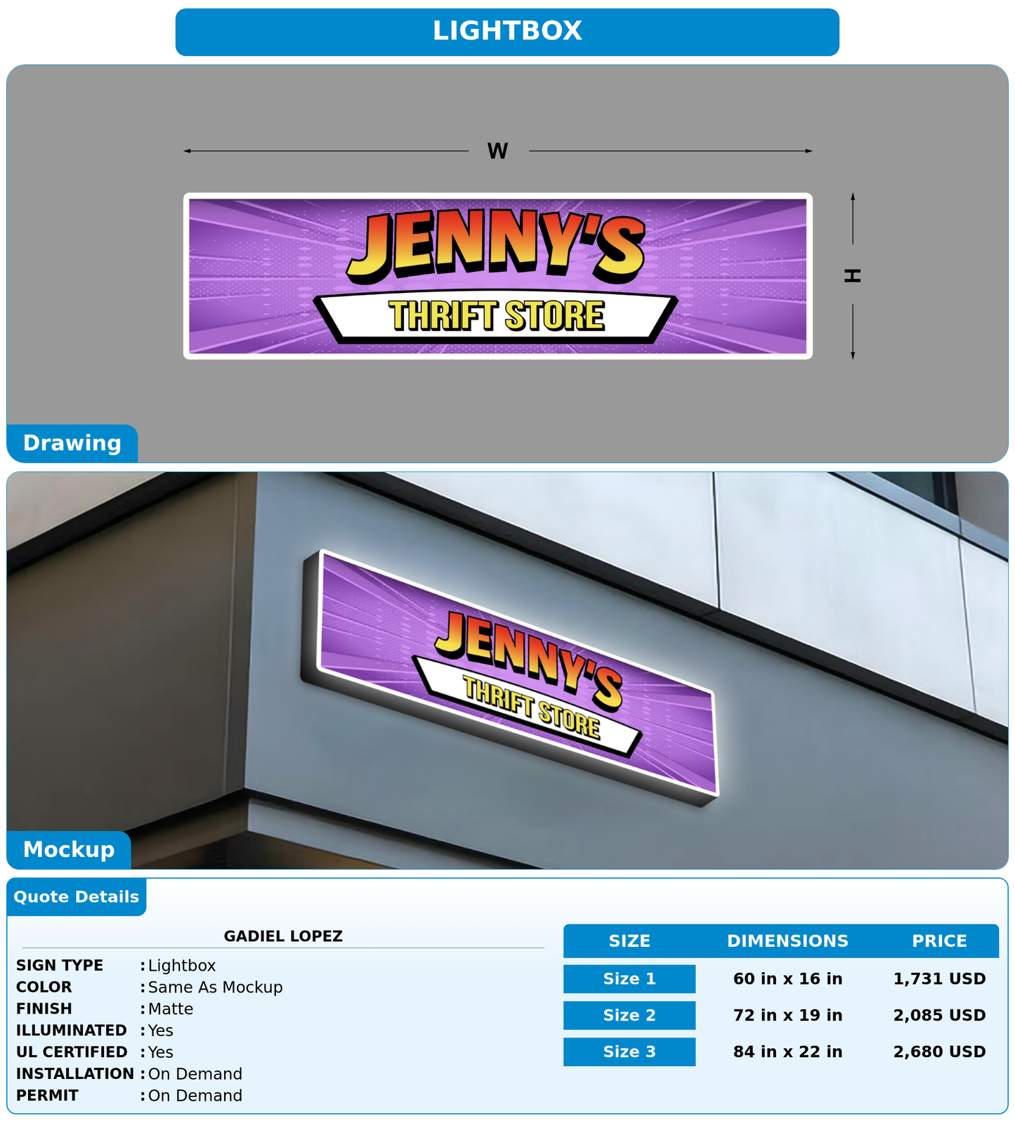 CUSTOM MOCKUP SIGN FOR Gadiel Lopez