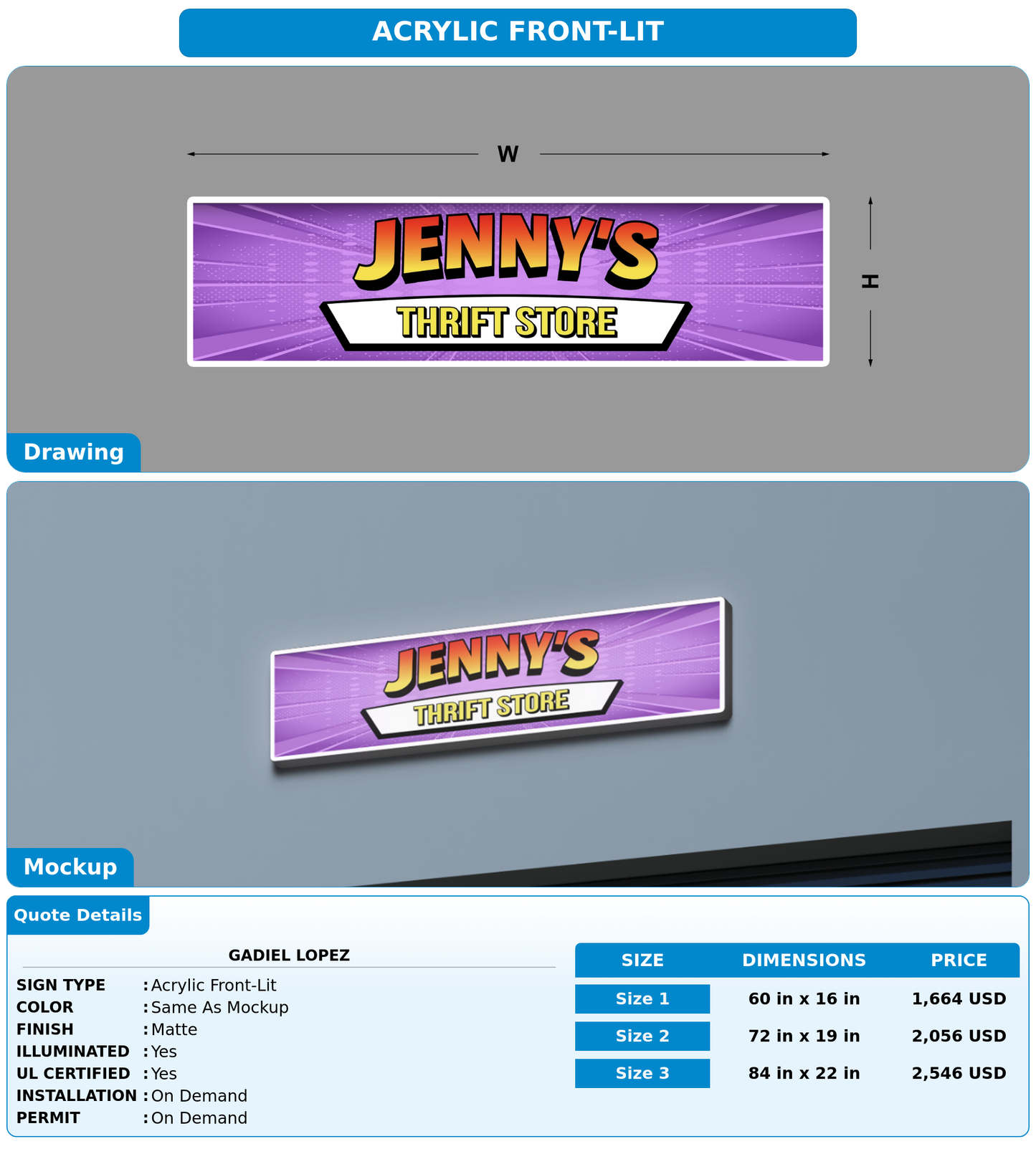 CUSTOM MOCKUP SIGN FOR Gadiel Lopez