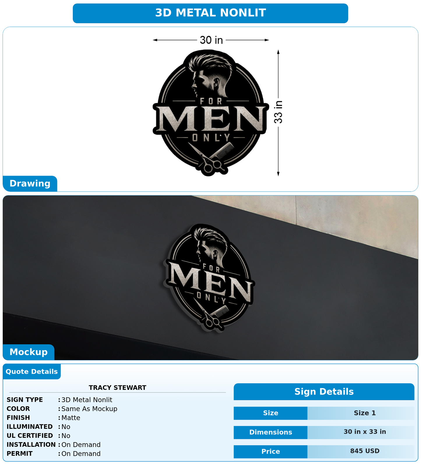 CUSTOM MOCKUP SIGN FOR Tracy Stewart
