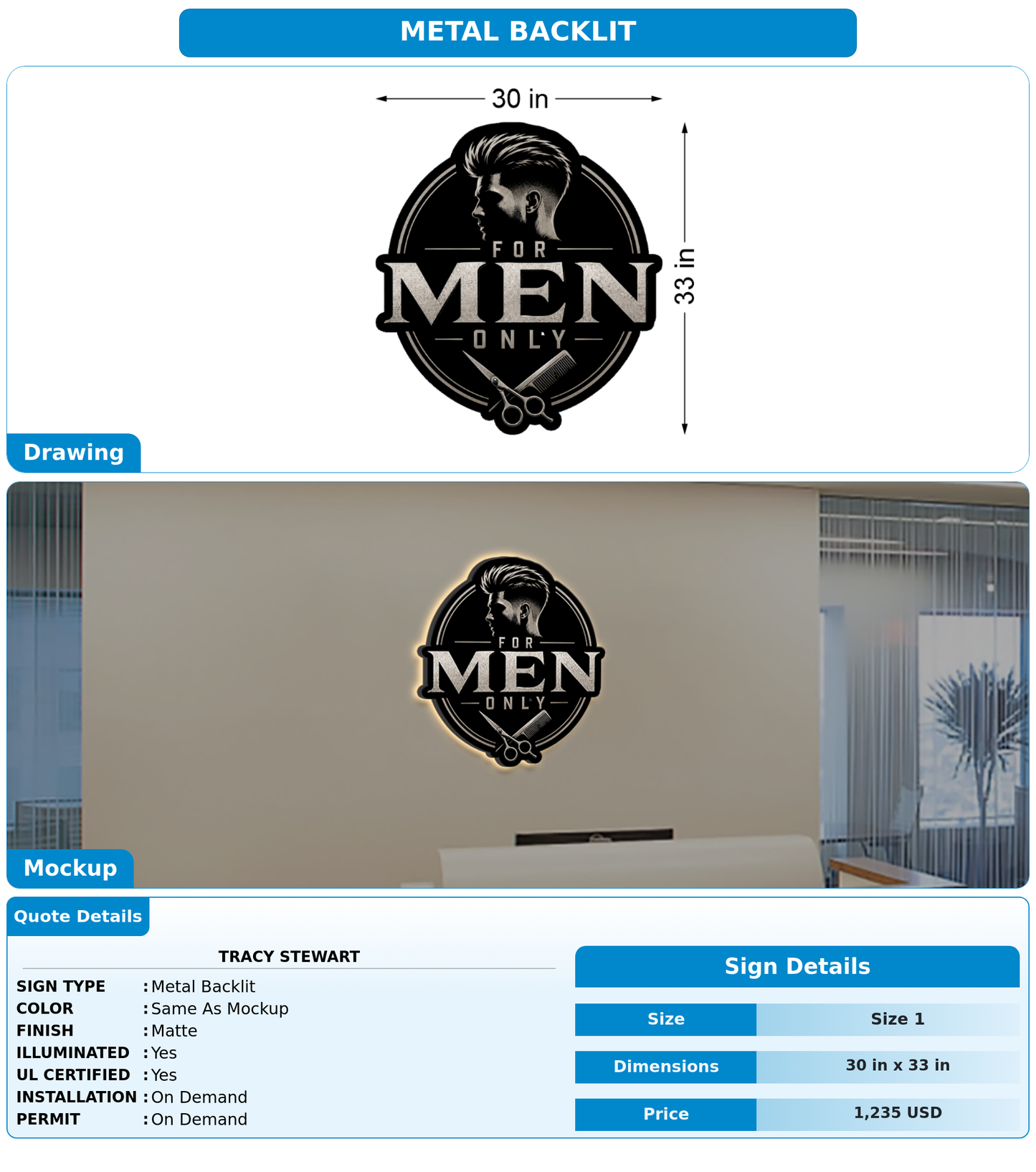 CUSTOM MOCKUP SIGN FOR Tracy Stewart